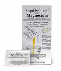 LivOn Laboratories Lypo-Spheric Magnesium L-Threonate packets ready for on-the-go daily use.