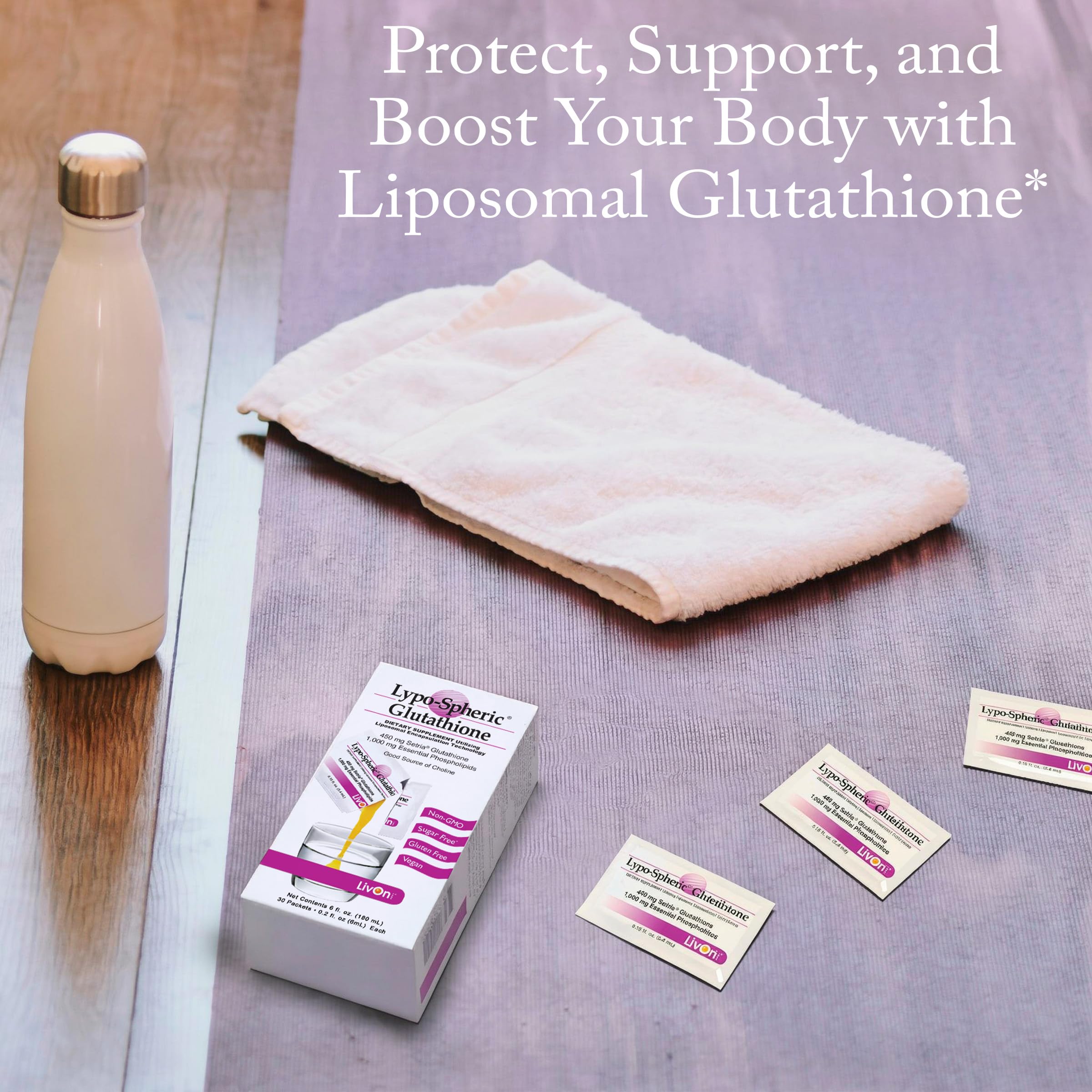 LivOn Glutathione bottle pour for easy dosing