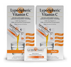 LivOn Lypo-Spheric Vitamin C packet image, showcasing easy, on-the-go vitamin delivery