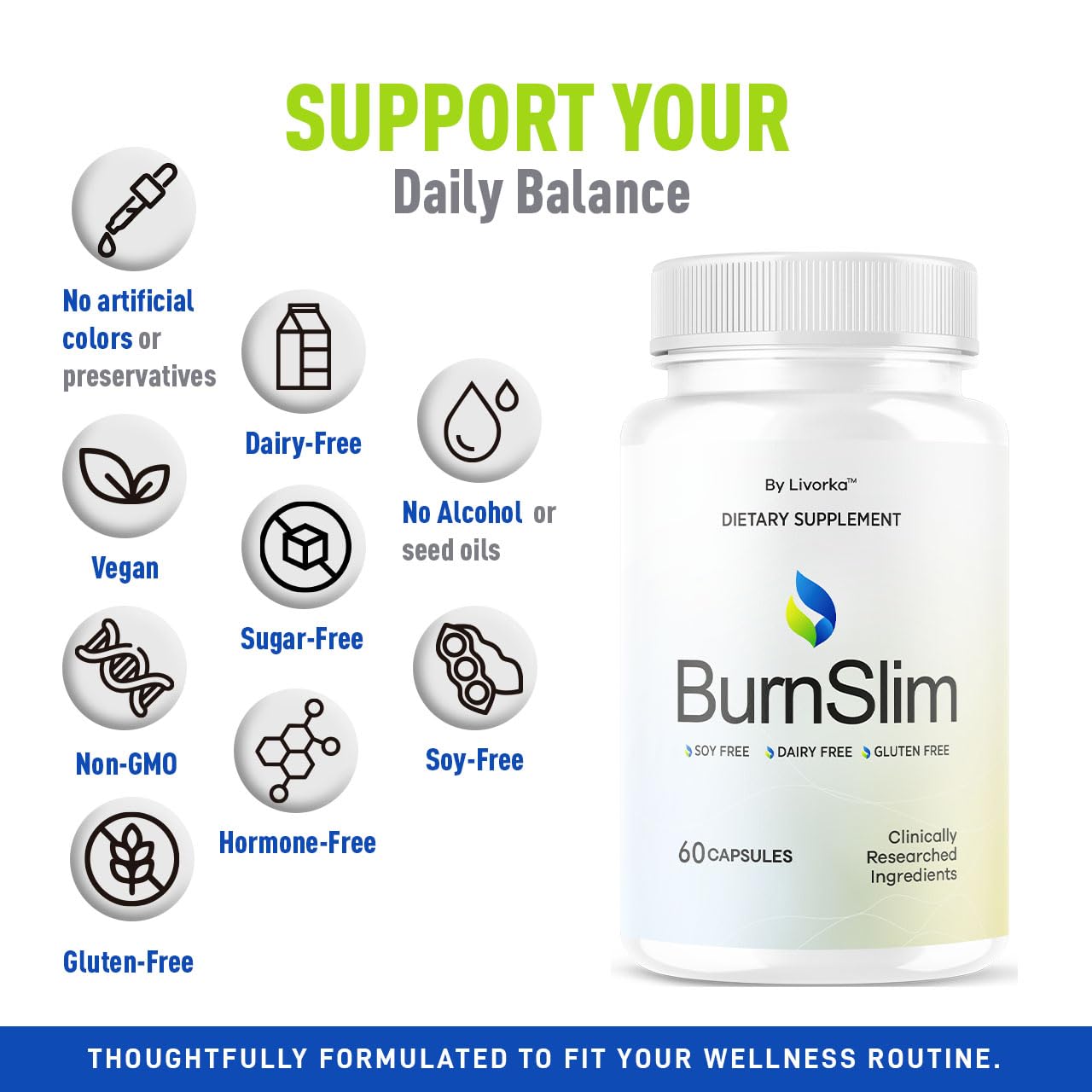 LIVORKA Burn Slim Capsules energy-friendly formula supporting natural vitality