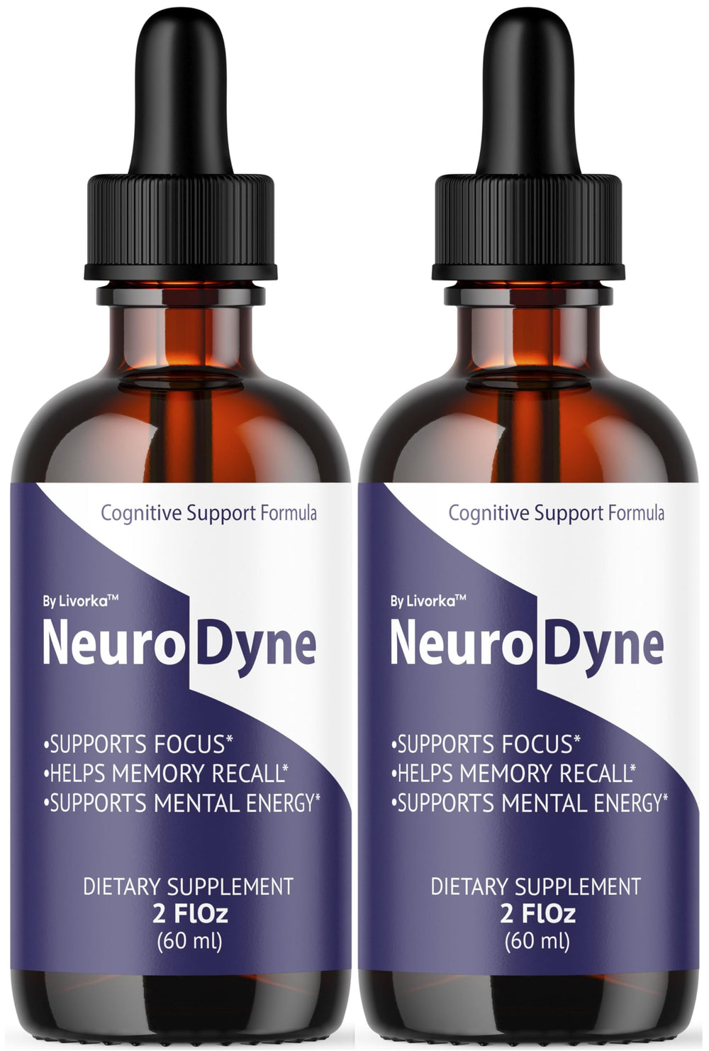 LIVORKA NeuroDyne Drops bottle front for convenient daily brain support.