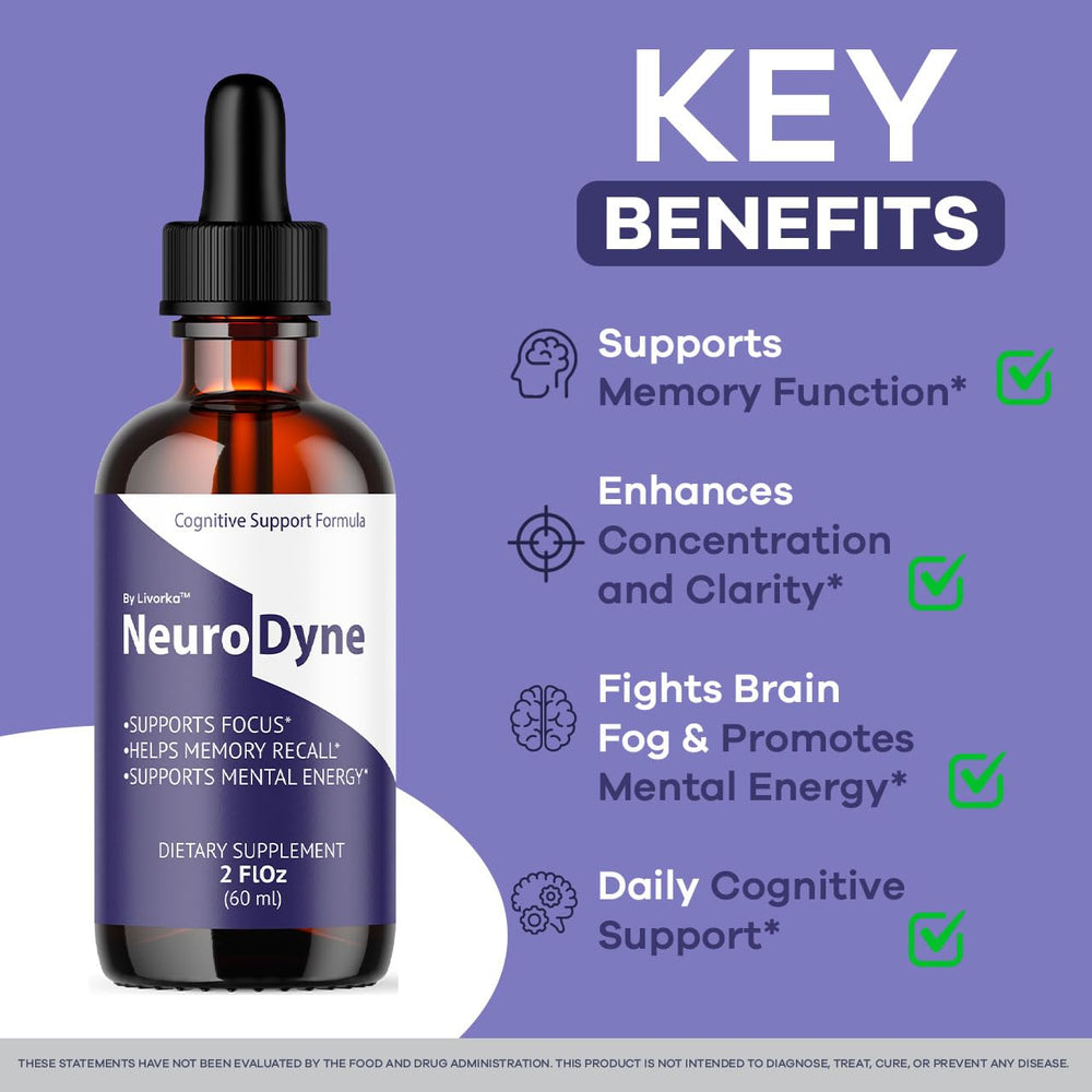LIVORKA NeuroDyne Drops dispenser demonstrates quick use for focus.
