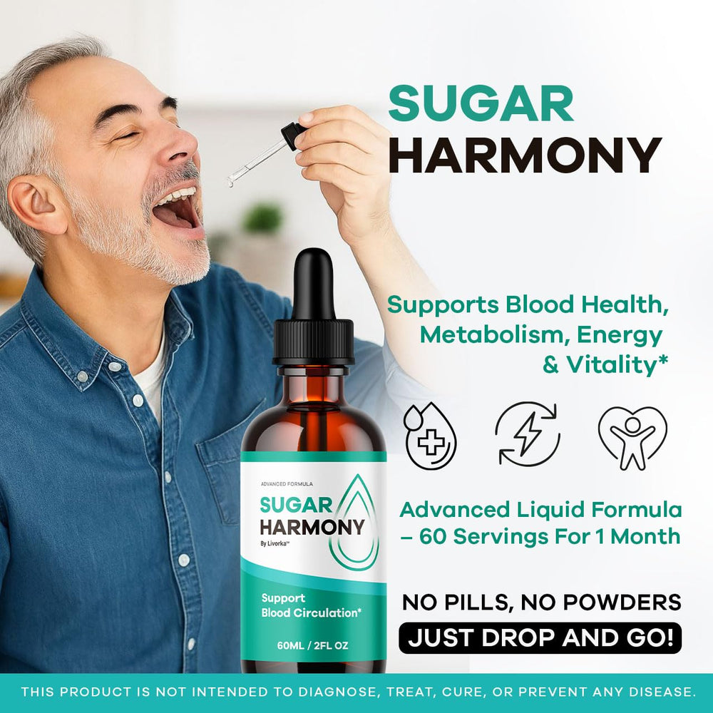 LIVORKA Sugar Harmony Drops bottle back label with ingredients for informed use