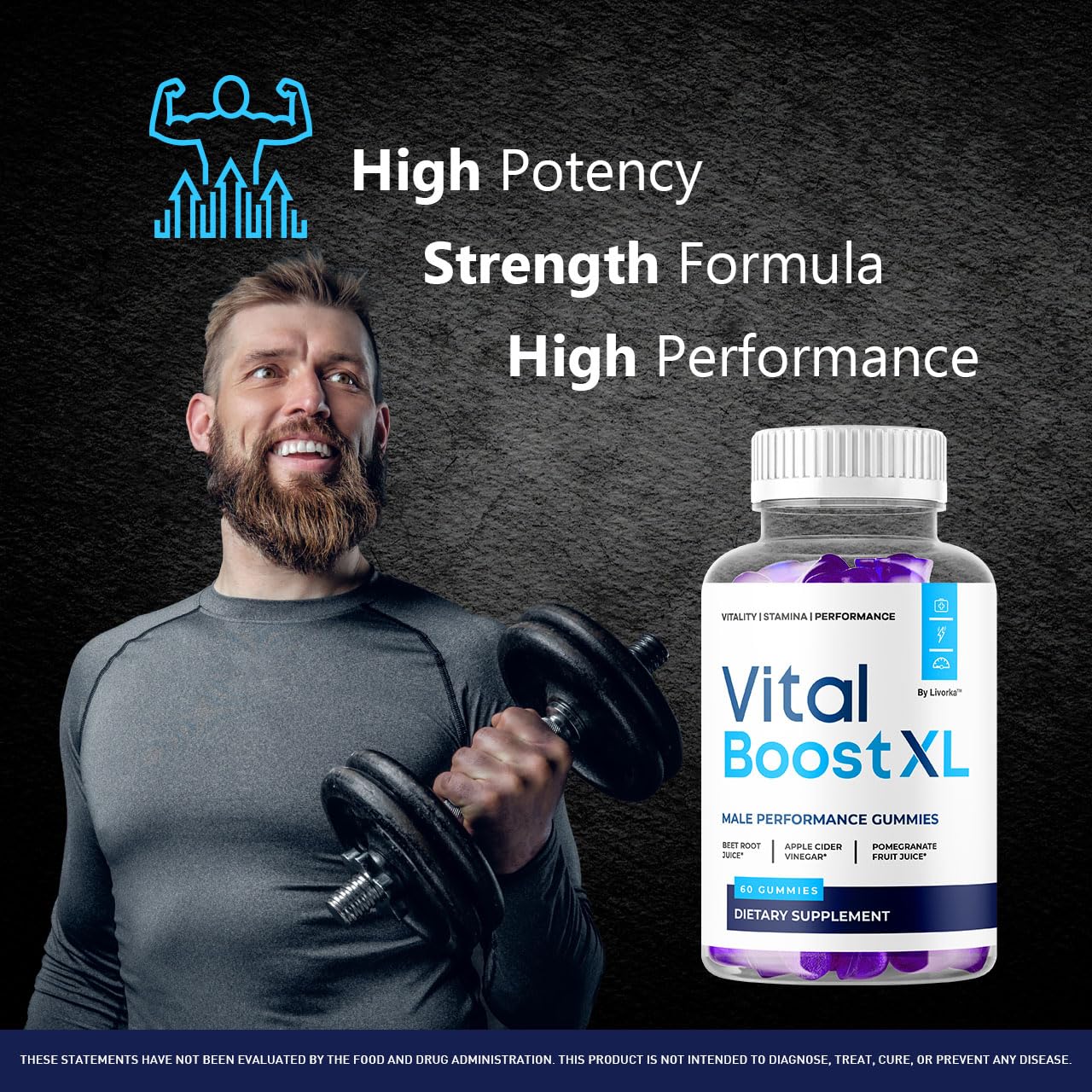 LIVORKA Vital Boost XL Gummies bottle back with usage and ingredients