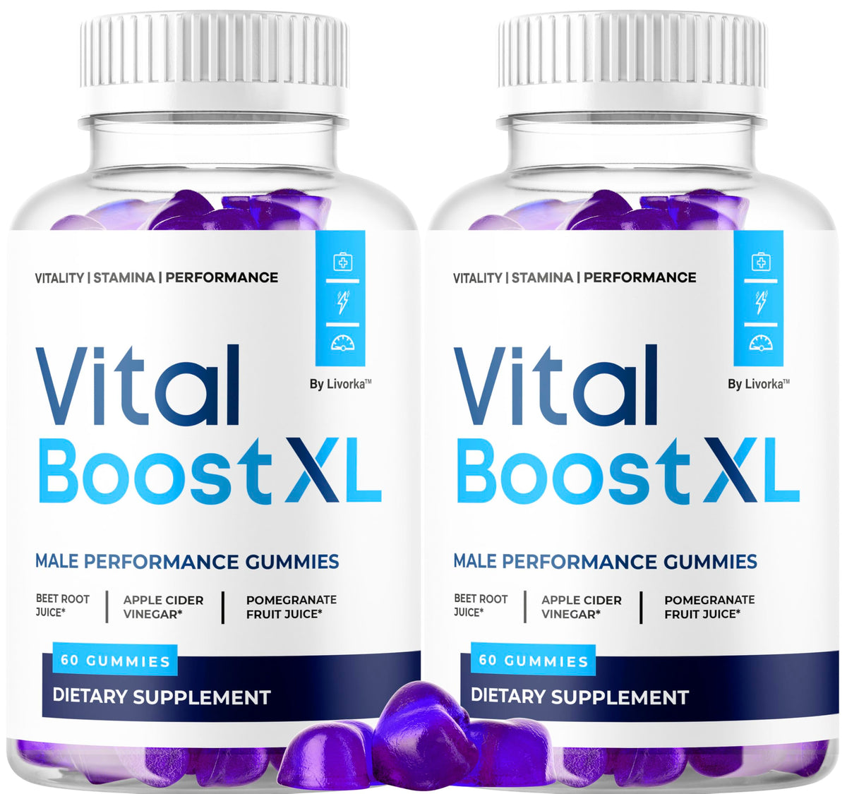 LIVORKA Vital Boost XL Gummies bottle front for daily energy support