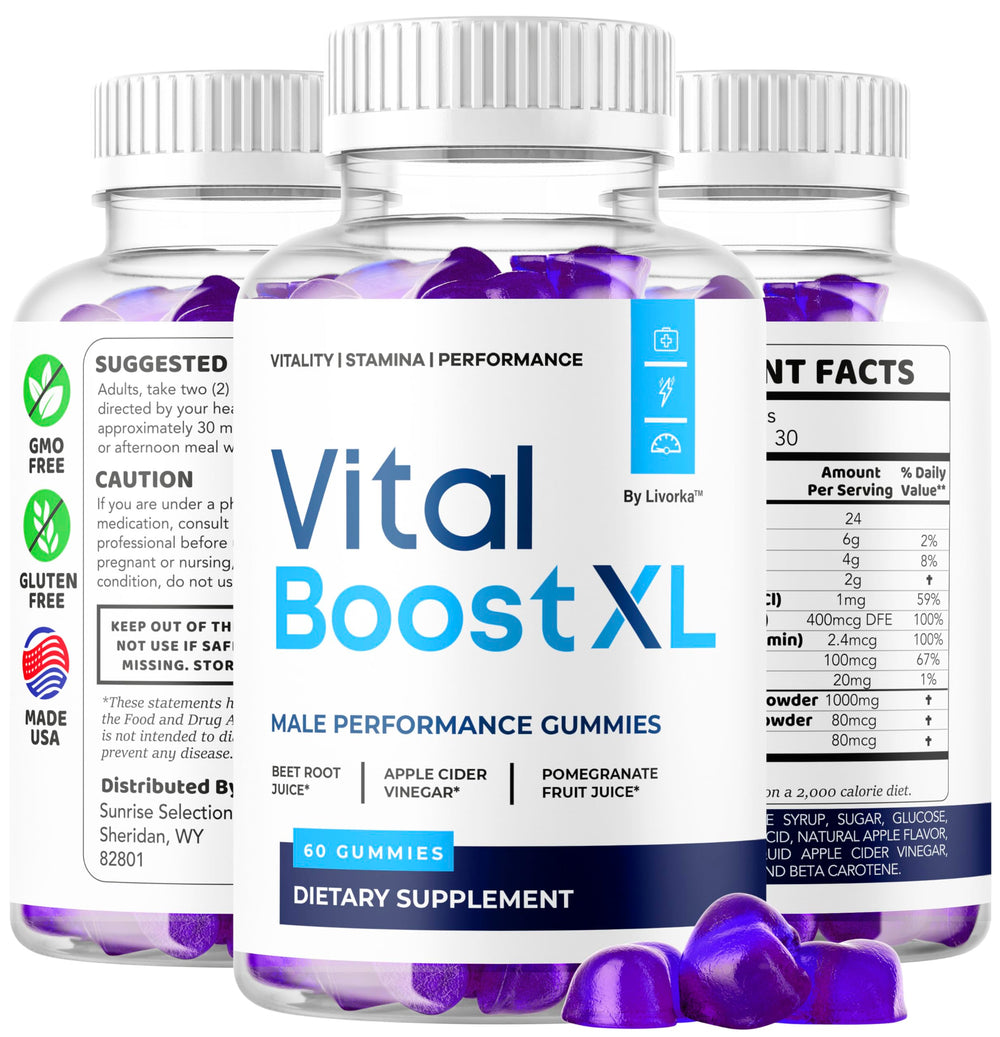 LIVORKA Vital Boost XL Gummies label design emphasizing quality