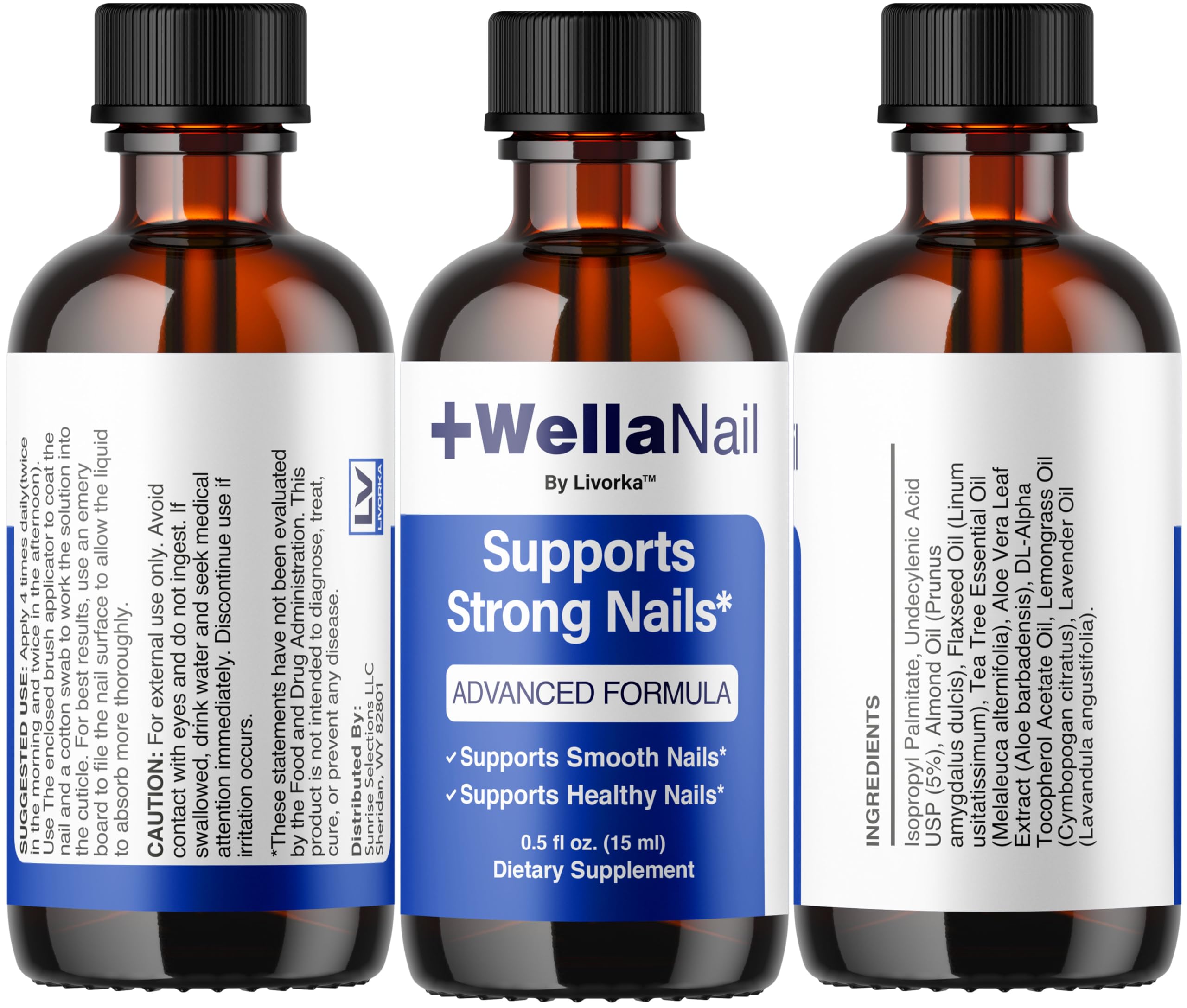 LIVORKA WellaNail Drops packaging infographic conveys key benefits.