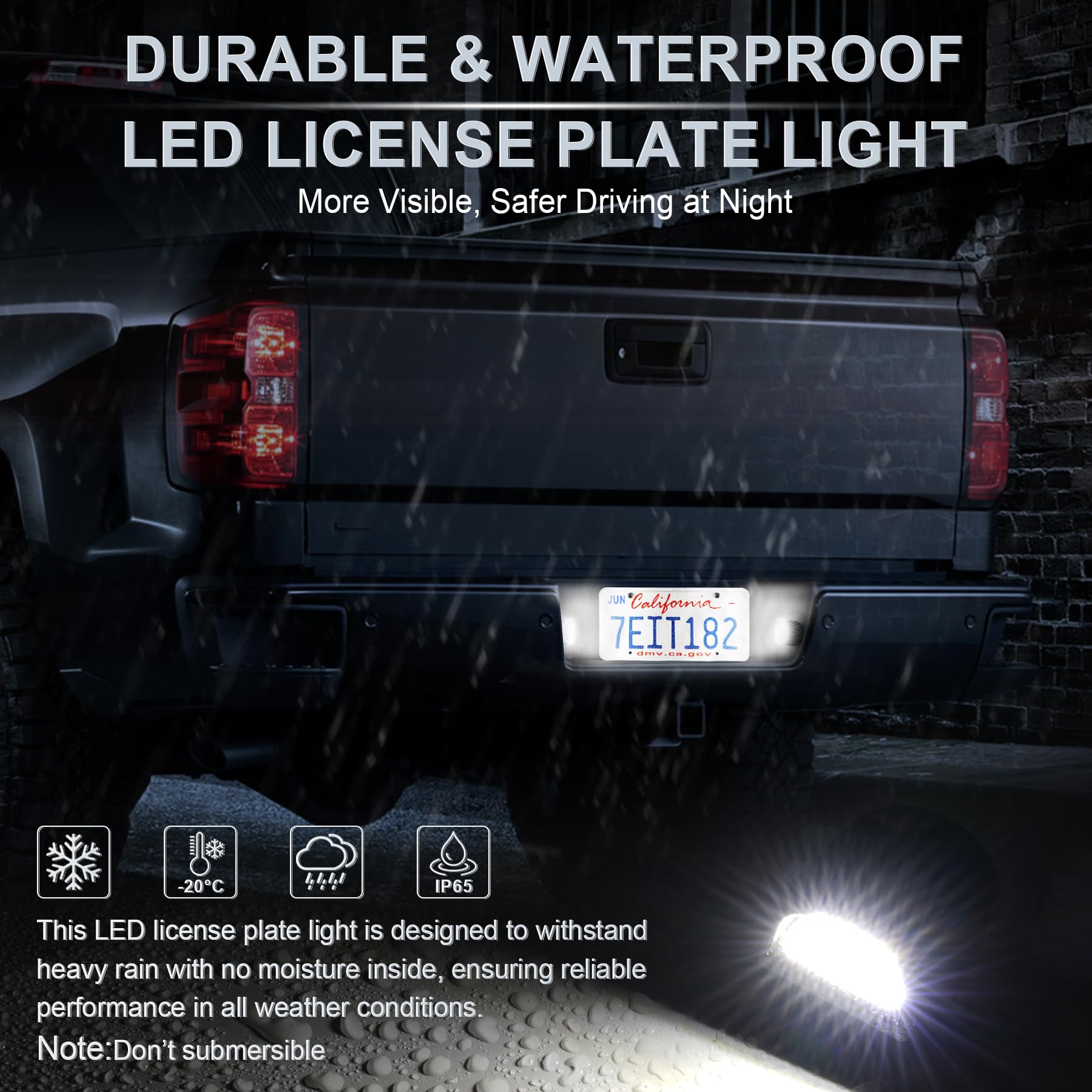 LivTee license plate light shows 6000K xenon white brightness for a premium look.