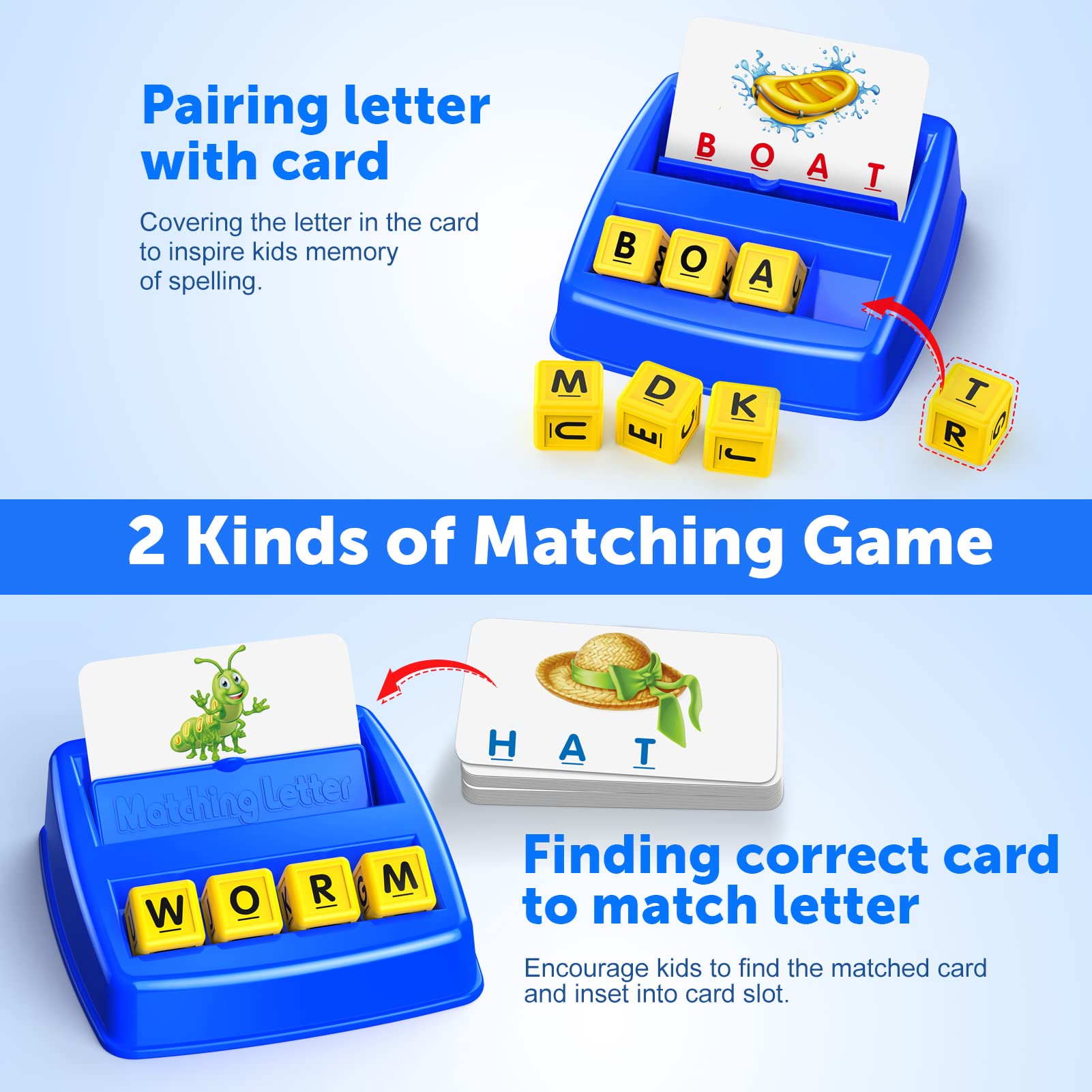 LIWIN LET'S GO letter cubes 12-pack for spelling and memory.