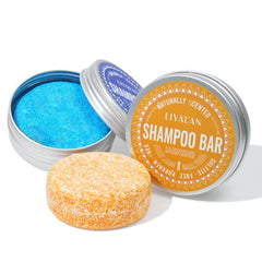 LIYALAN Shampoo Bar 2-pack packaging emphasizes travel-friendly solid format.
