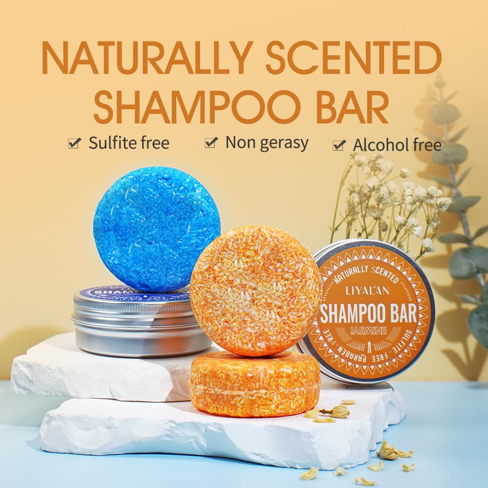 LIYALAN shampoo bar lather demonstrates rich bubbles for cleansing.