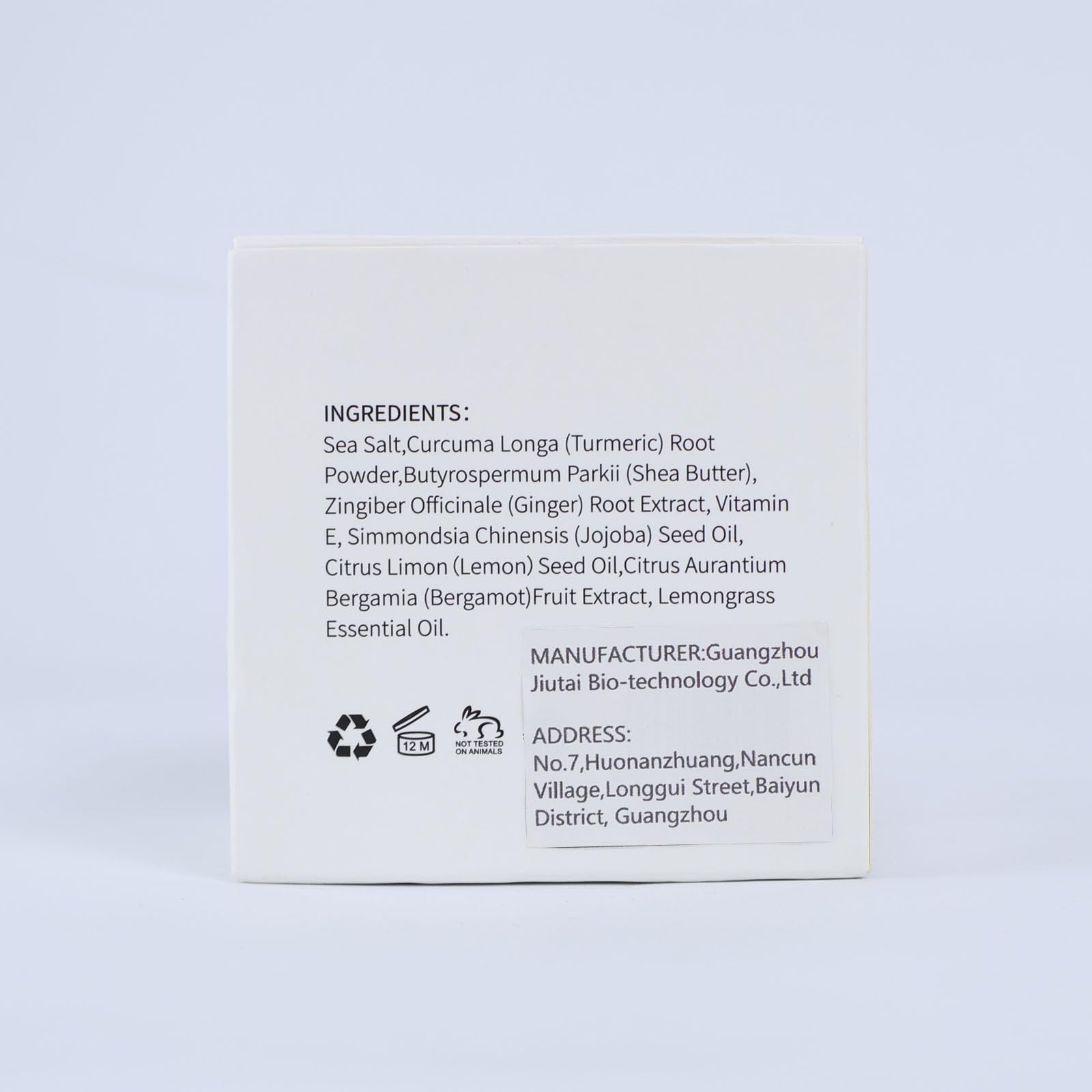 LIYALAN turmeric scrub packaging, compact and travel-friendly.