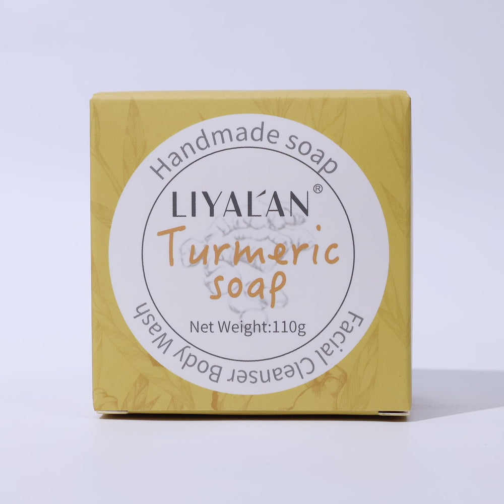 LIYALAN turmeric soap bar featured in daily skincare routine.