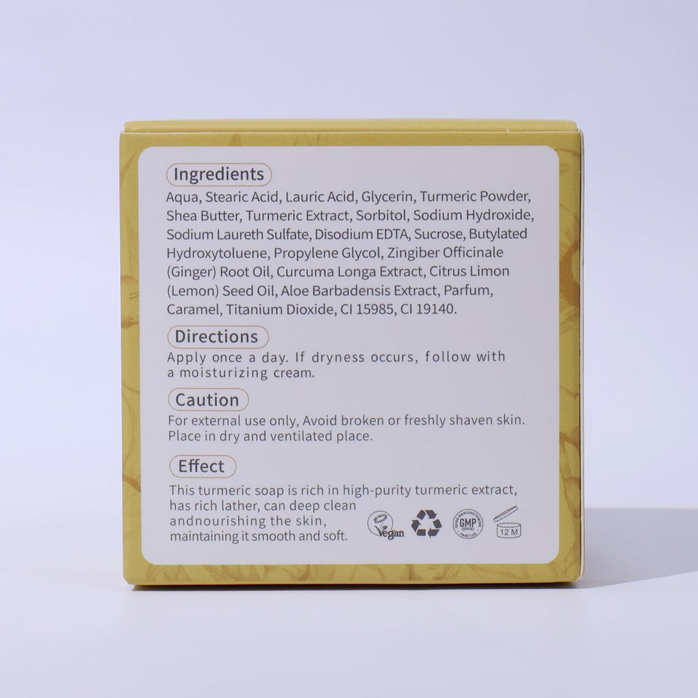 LIYALAN turmeric soap bar supports gentle cleansing for sensitive skin.
