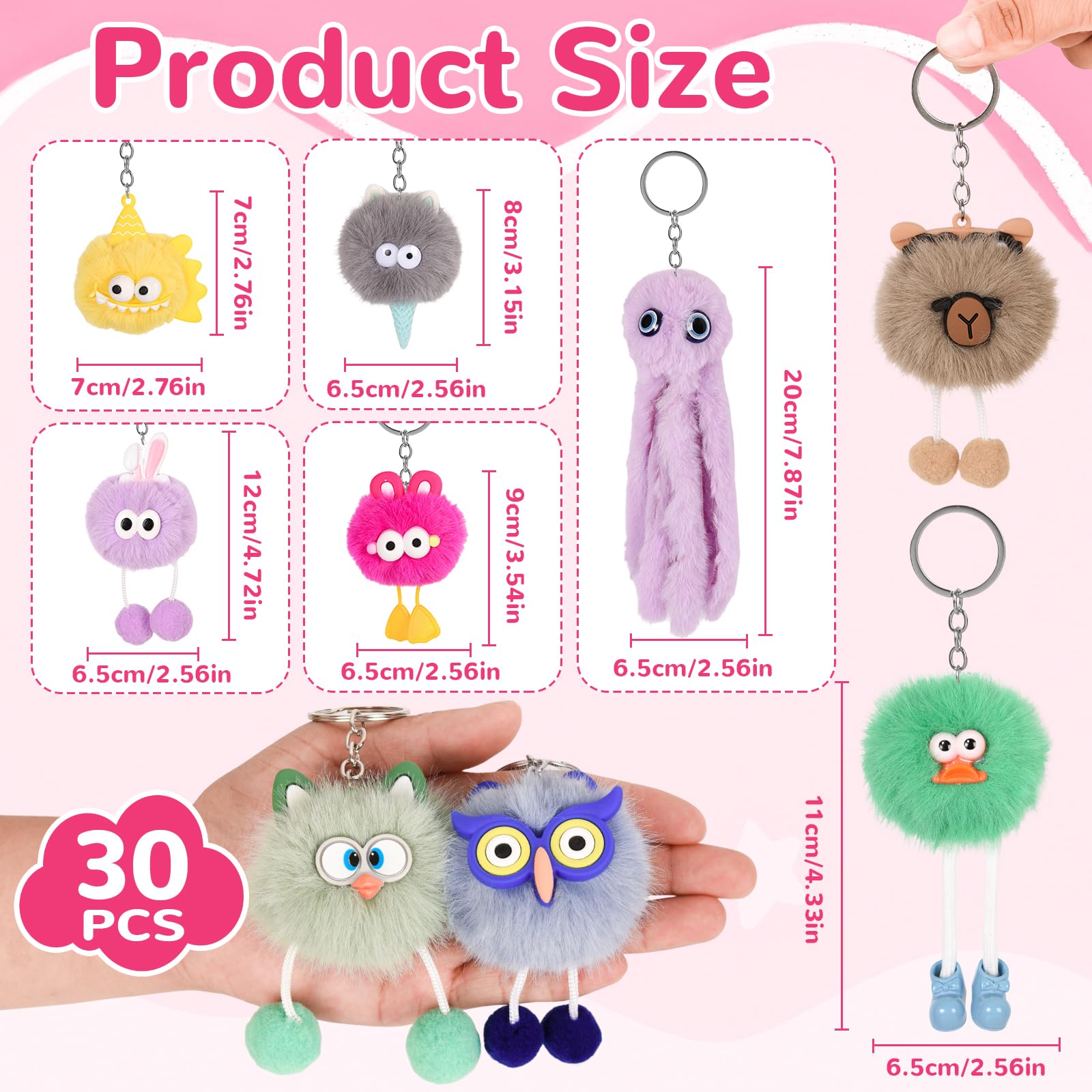 LiYiQ plush keychain soft fluffy fabric close-up highlights cozy texture.