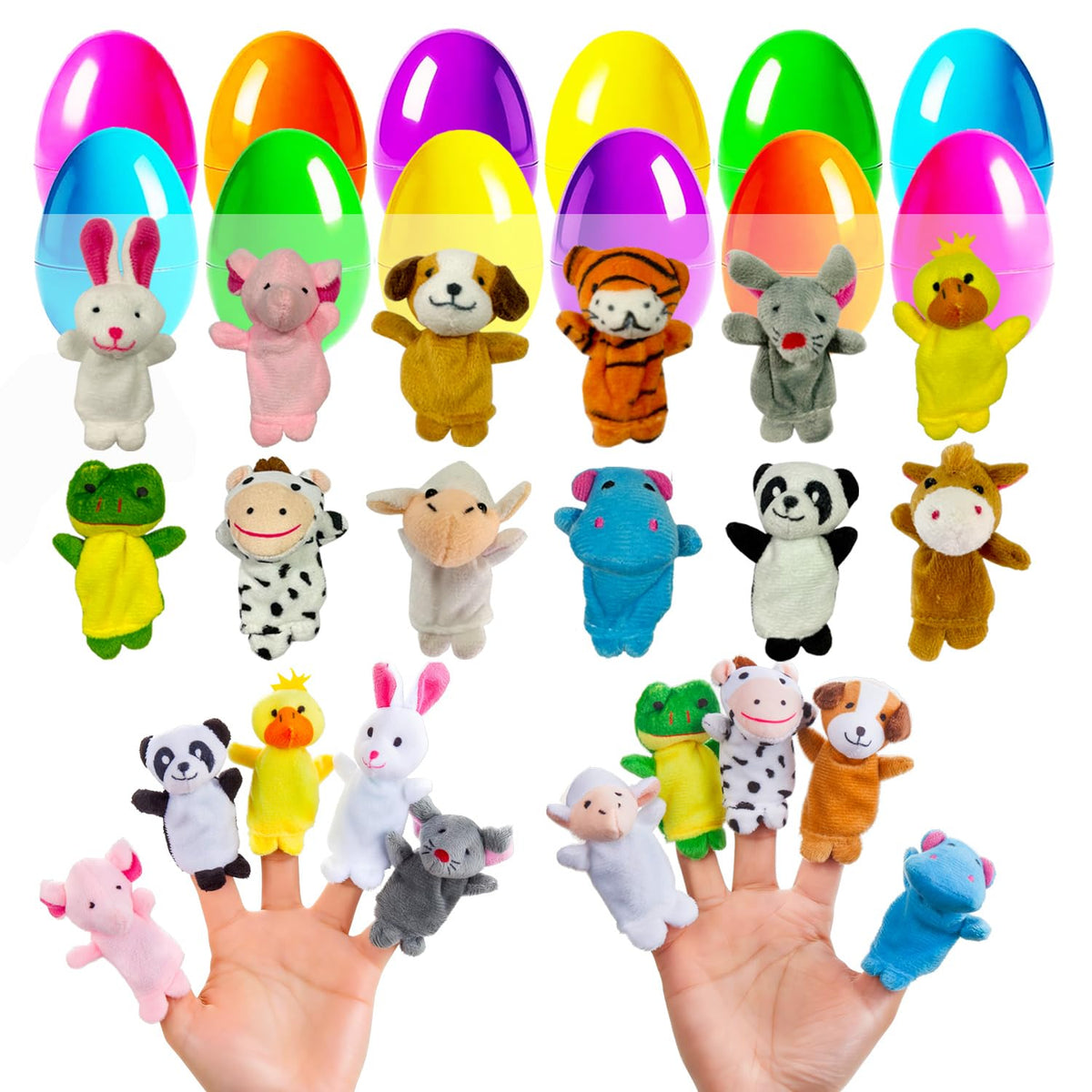 LIYROIUB Easter egg with animal finger puppet, ideal for interactive hunts.