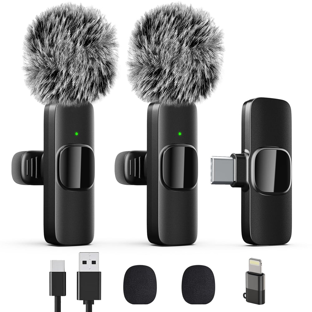 LIZHUZHONG wireless lavalier mic clip-on for hands-free filming and clear audio.