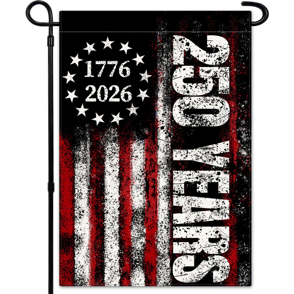 LJSCQF 250th Anniversary flag, front view, bold 1776–2026 design for outdoor display.