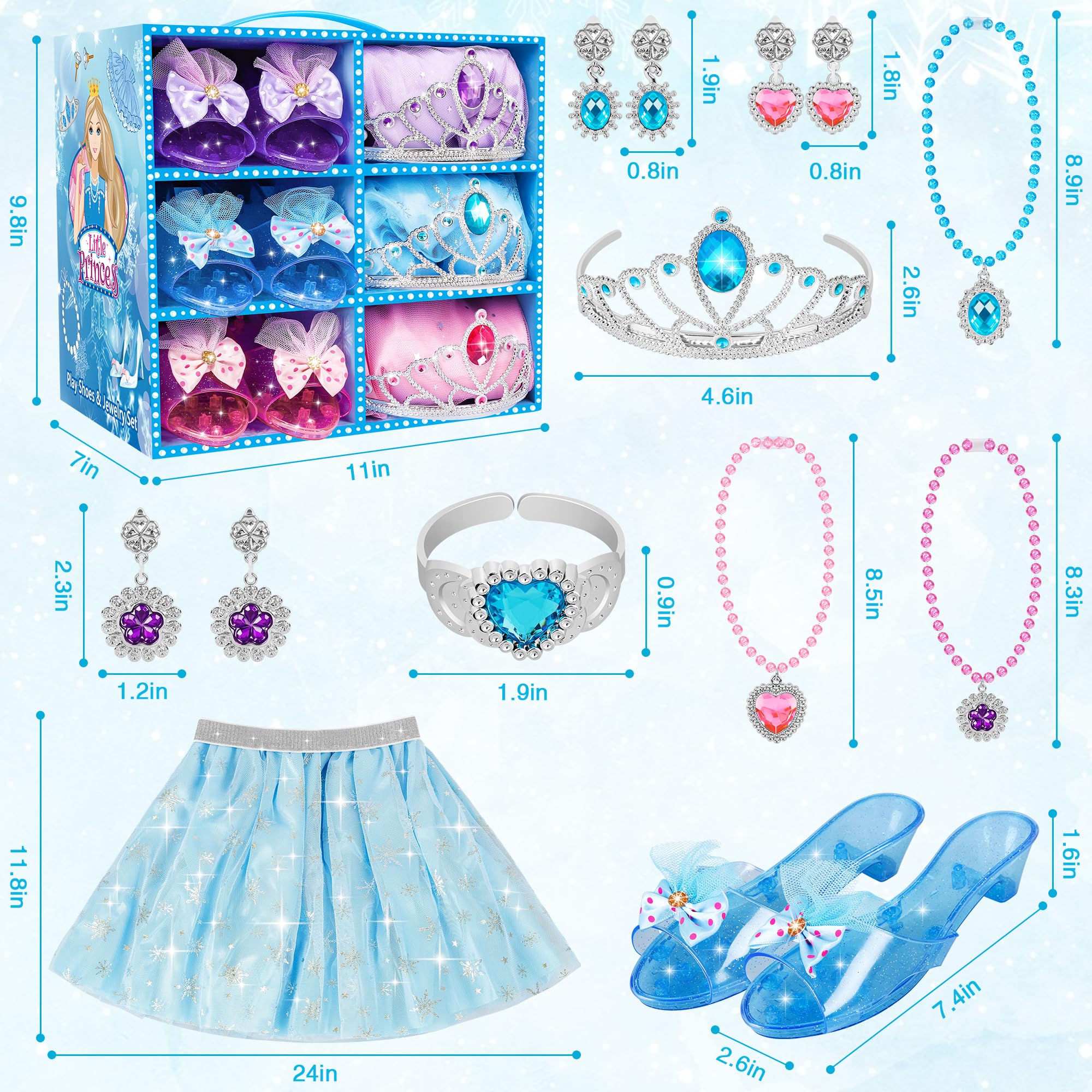 LJZJ colorful skirts in blue box ready for indoor or outdoor dress-up.