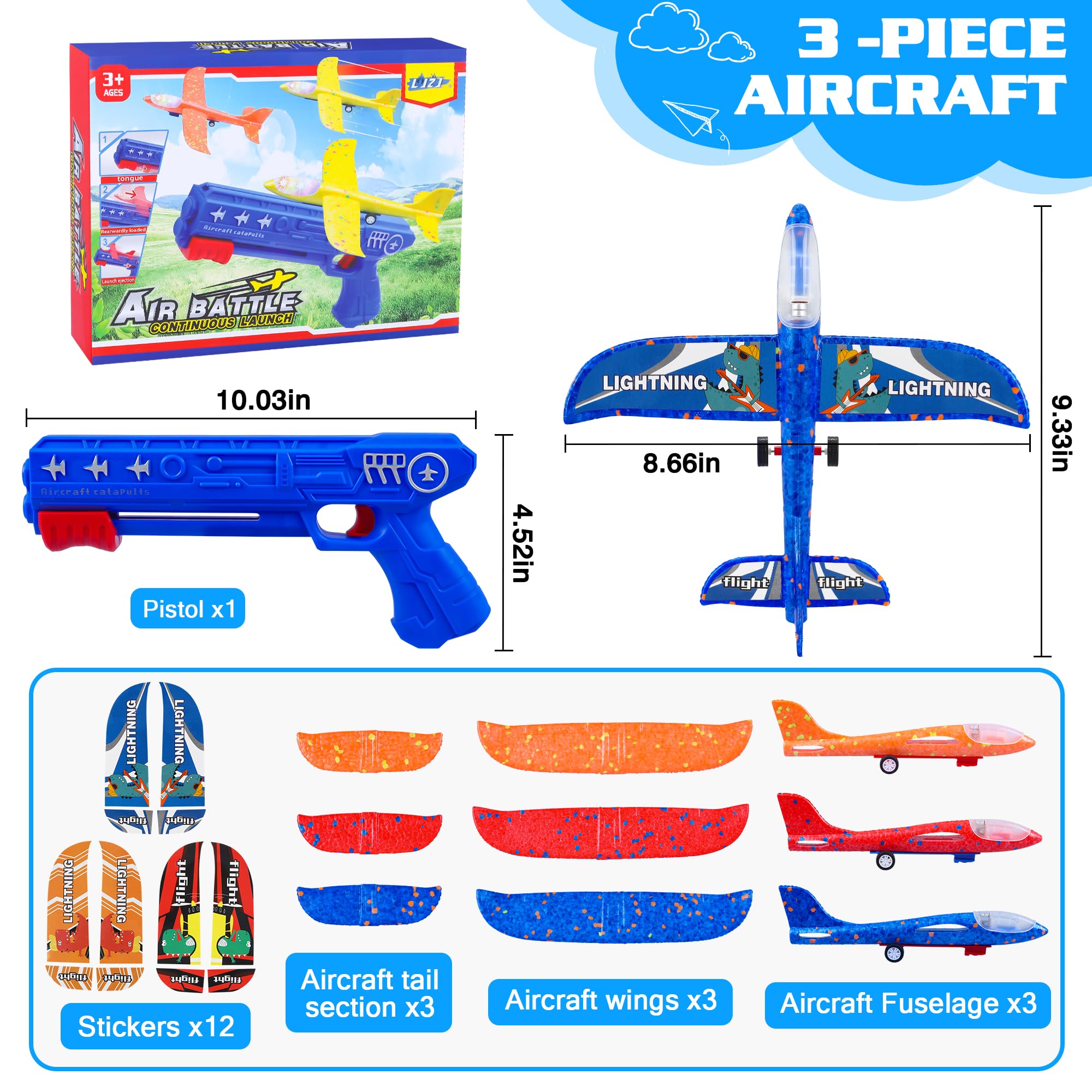 LJZJ foam glider planes in blue, green, orange for active outdoor exploration.