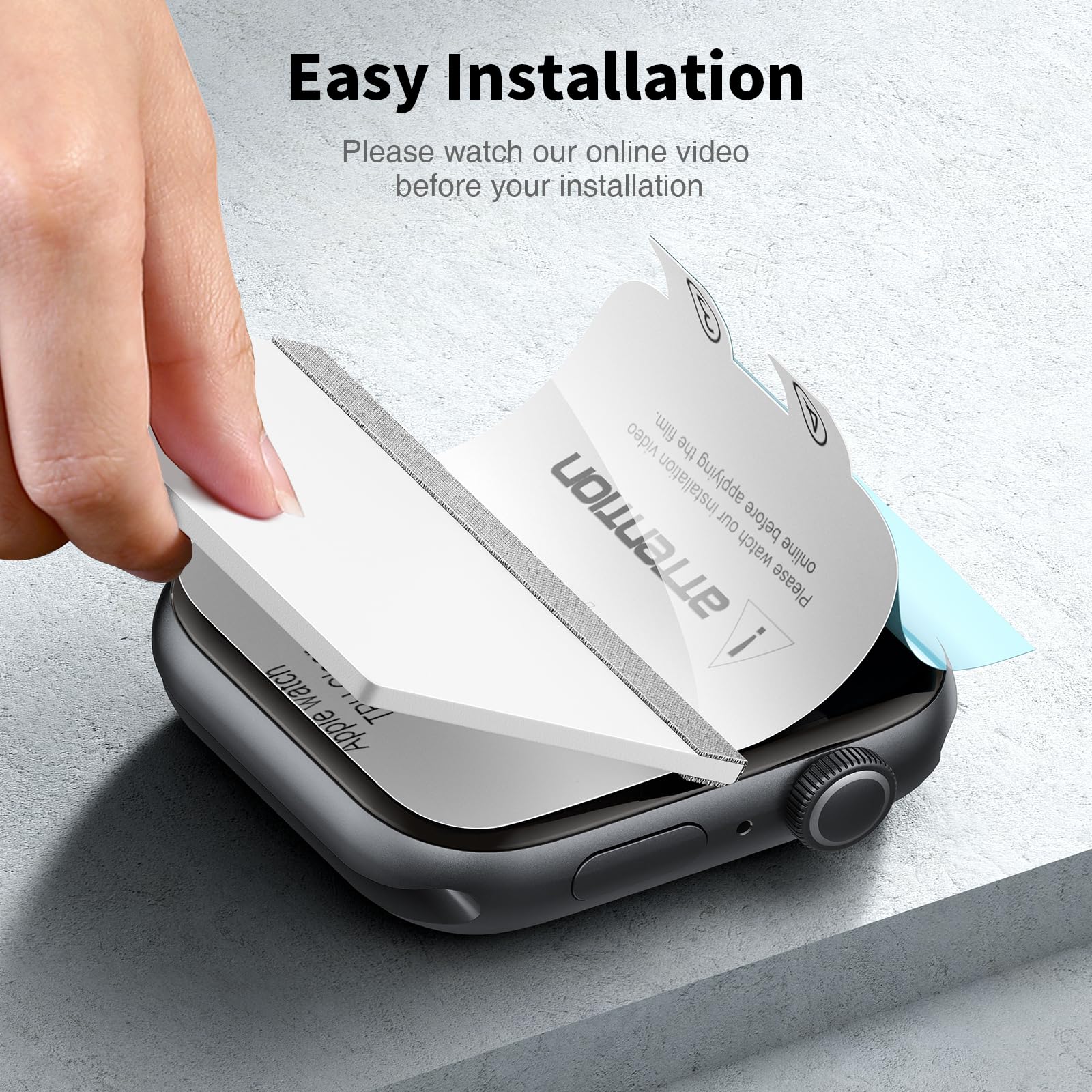 LK Easy install guide helps quick alignment on Apple Watch 44mm.