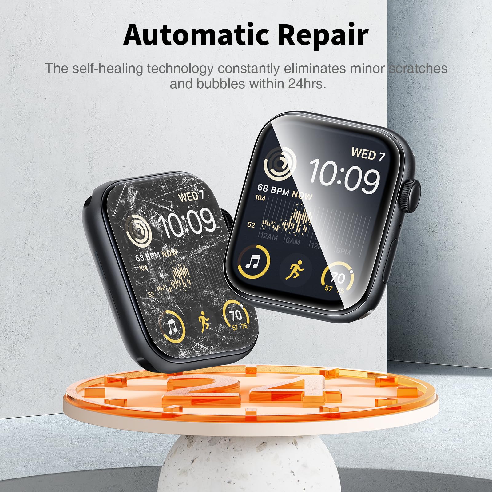 LK Ultra-thin TPU film preserves clarity and responsive touch on 44mm Apple Watch.
