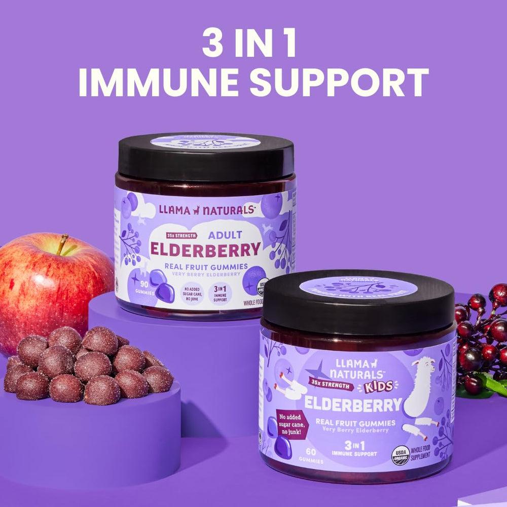 90-count pouch image showing convenient daily chewable elderberry support.