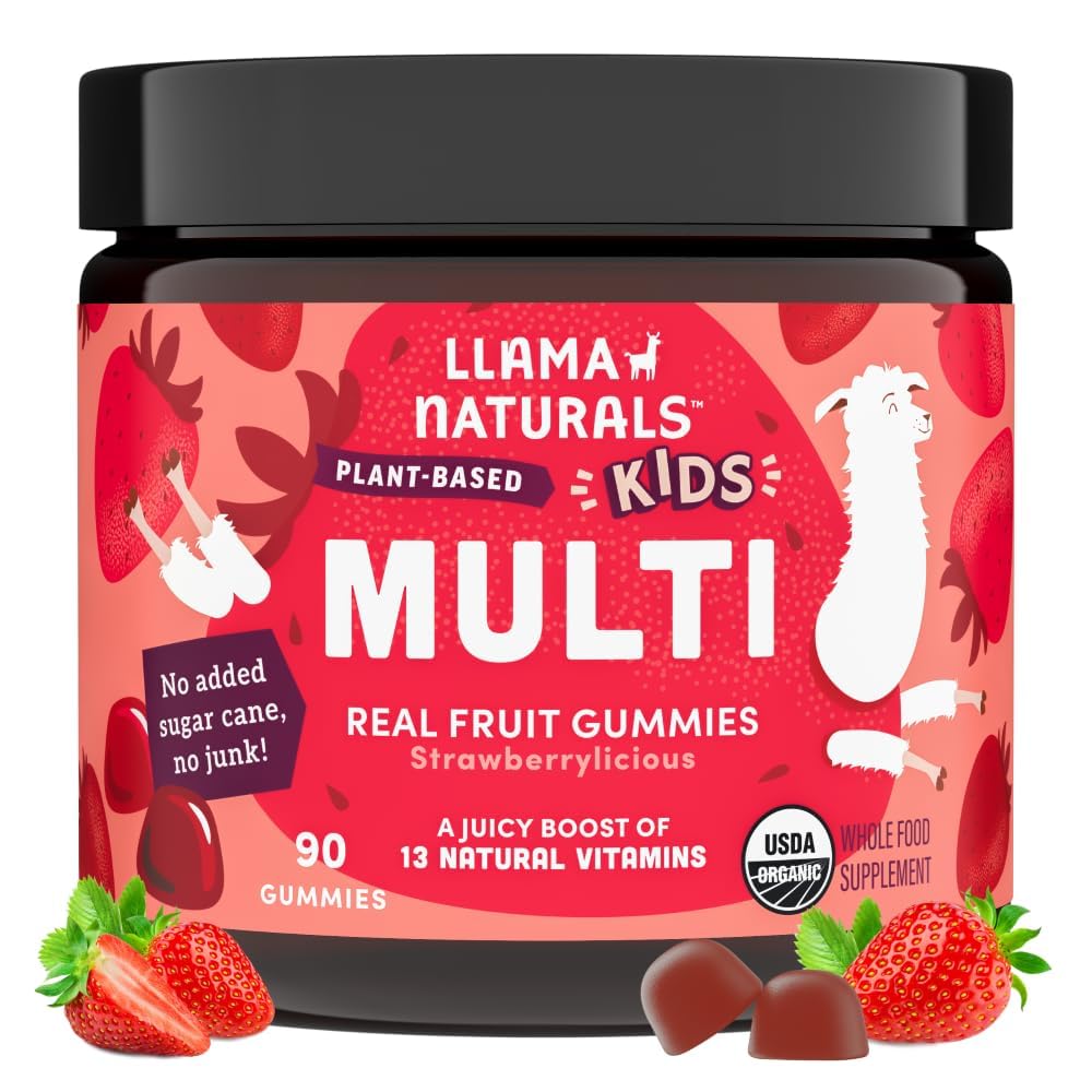 Llama Naturals Kids Multivitamin bottle for easy daily use and routine.