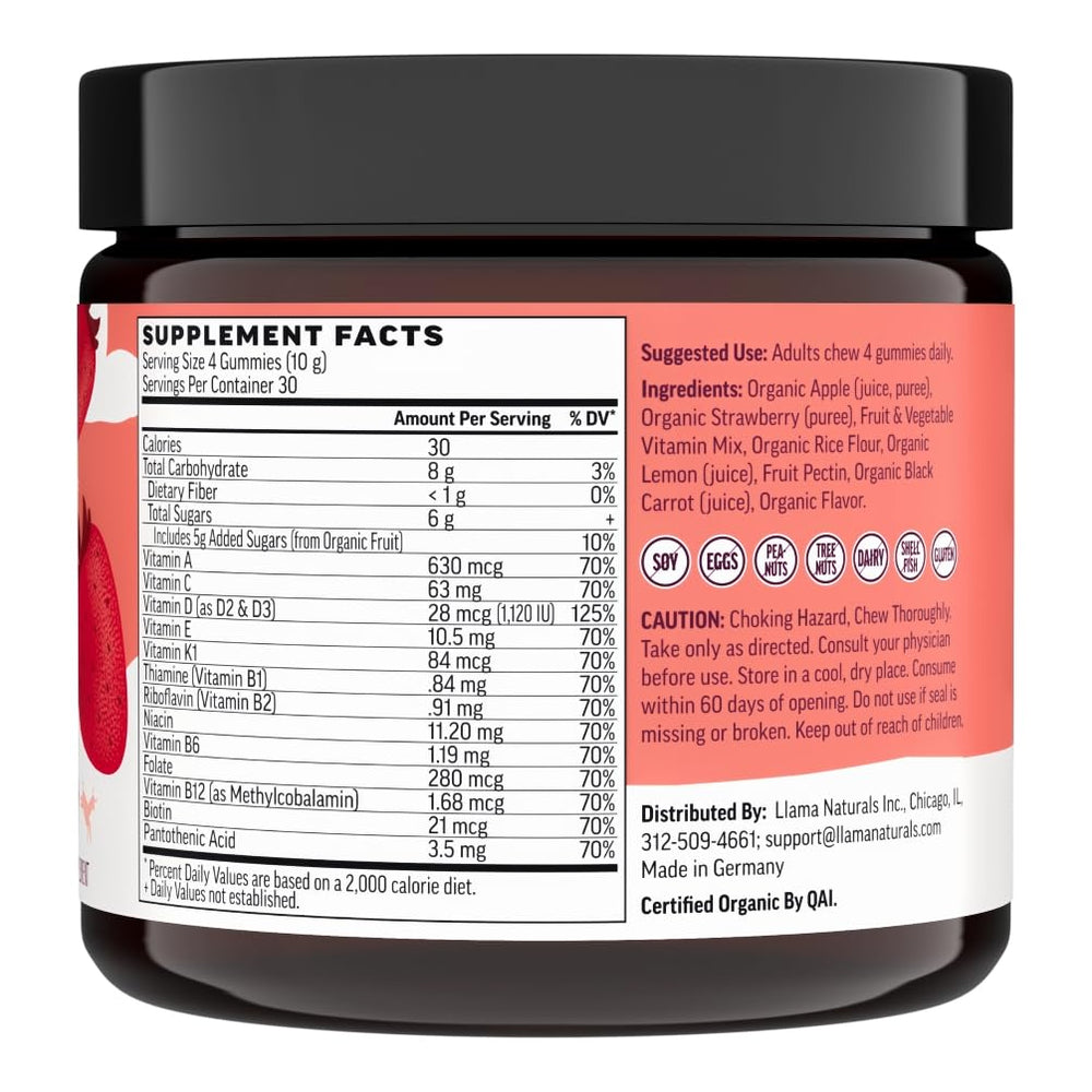 Llama Naturals strawberry flavor close-up emphasizing taste appeal