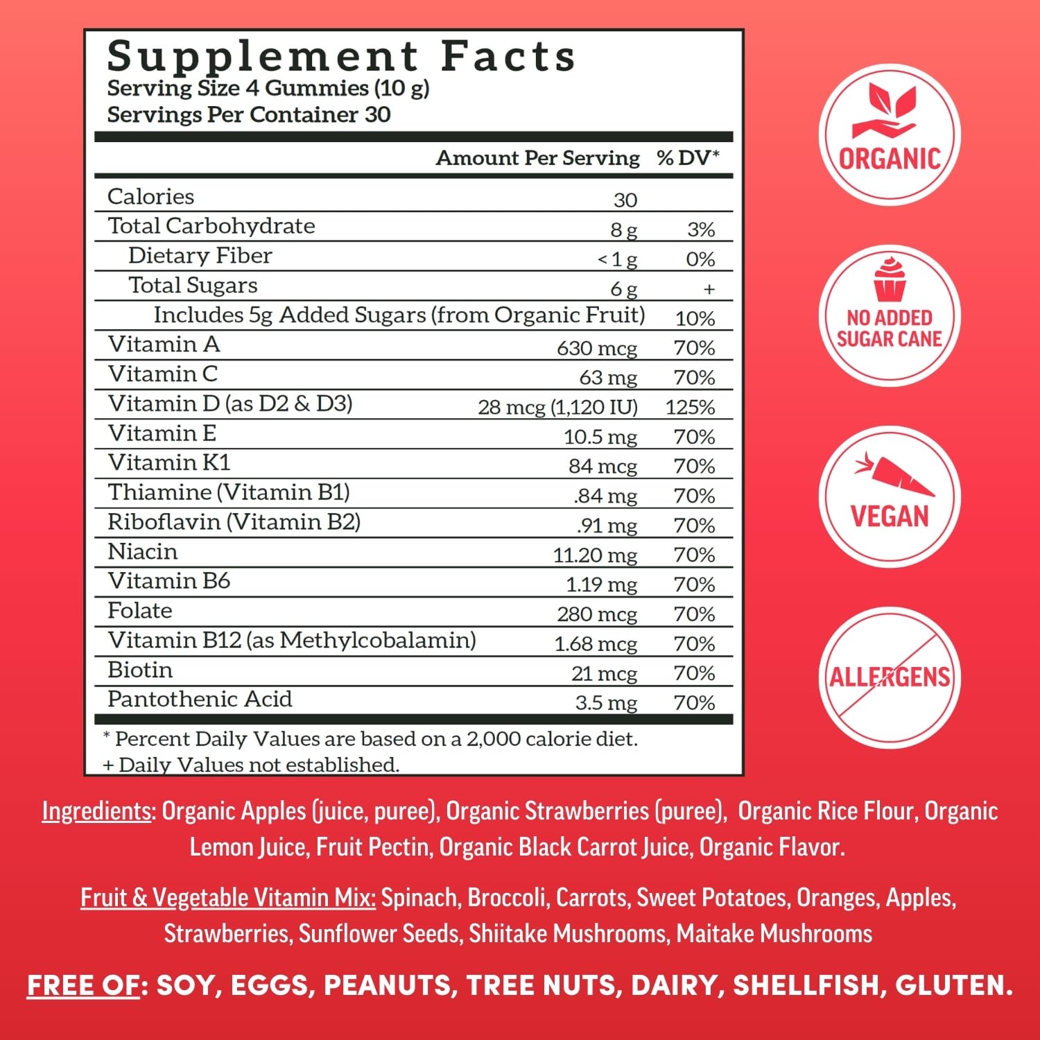 Llama Naturals vegan non-GMO label on multivitamin packaging