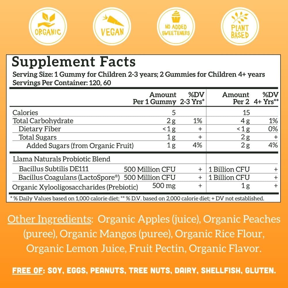 Llama Naturals Organic Prebiotic XOS label highlights plant-based support