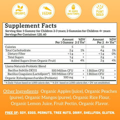 Llama Naturals Organic Prebiotic XOS label highlights plant-based support