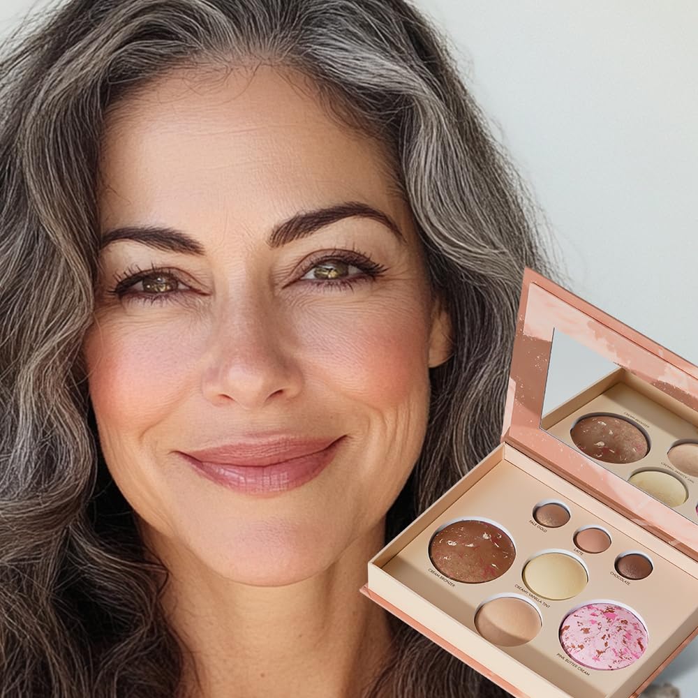 llasido Best Baked Face Palette peach-pink blush for a fresh flush.