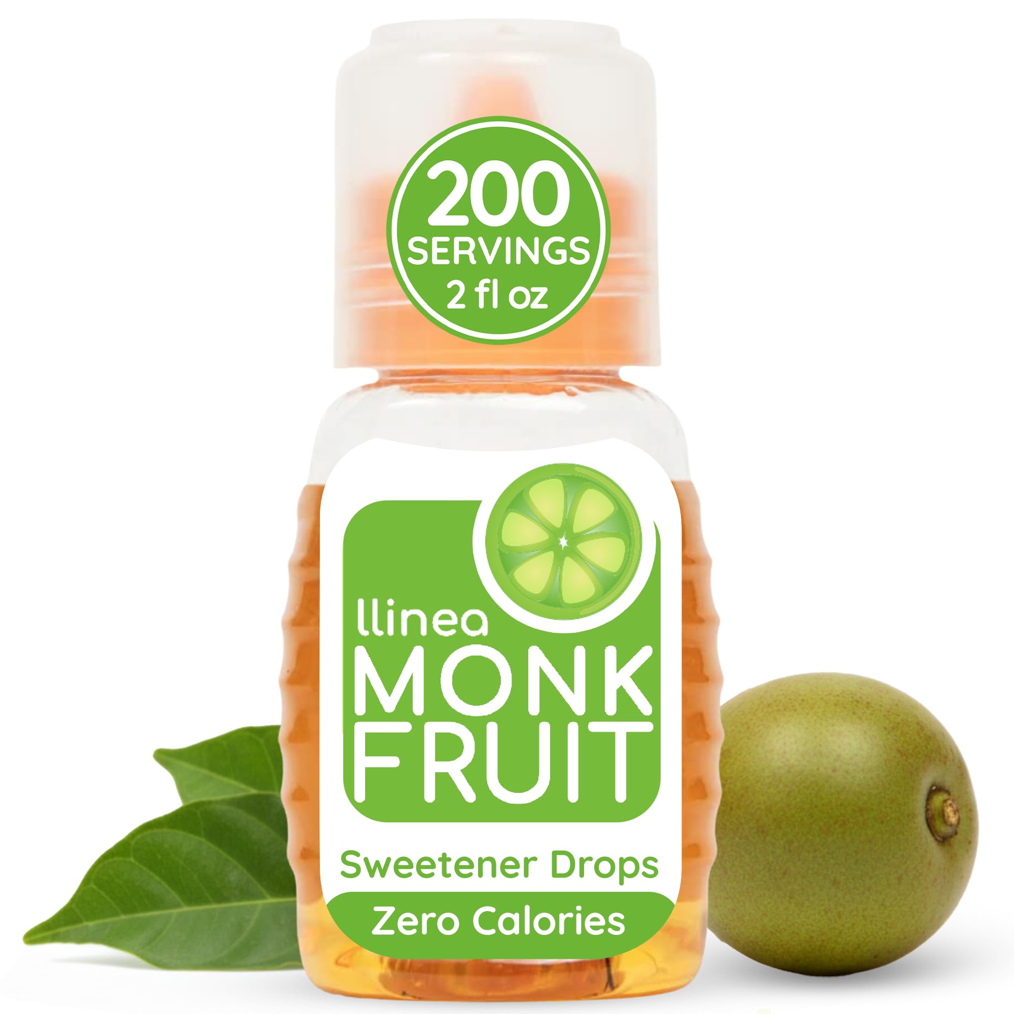 llinea Monk Fruit bottle pour shows precise drops for customizable sweetness in coffee.