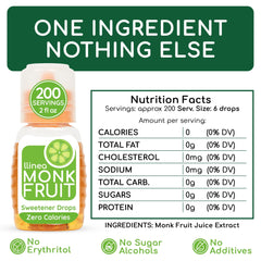 llinea Monk Fruit drops close-up showing precise dosing for sugar-free flavor