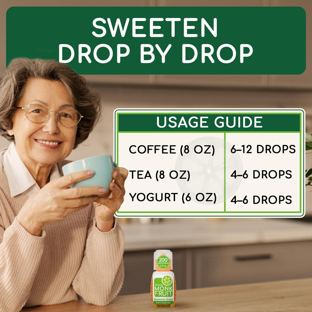 llinea Monk Fruit drops in tea for keto-friendly sweetness