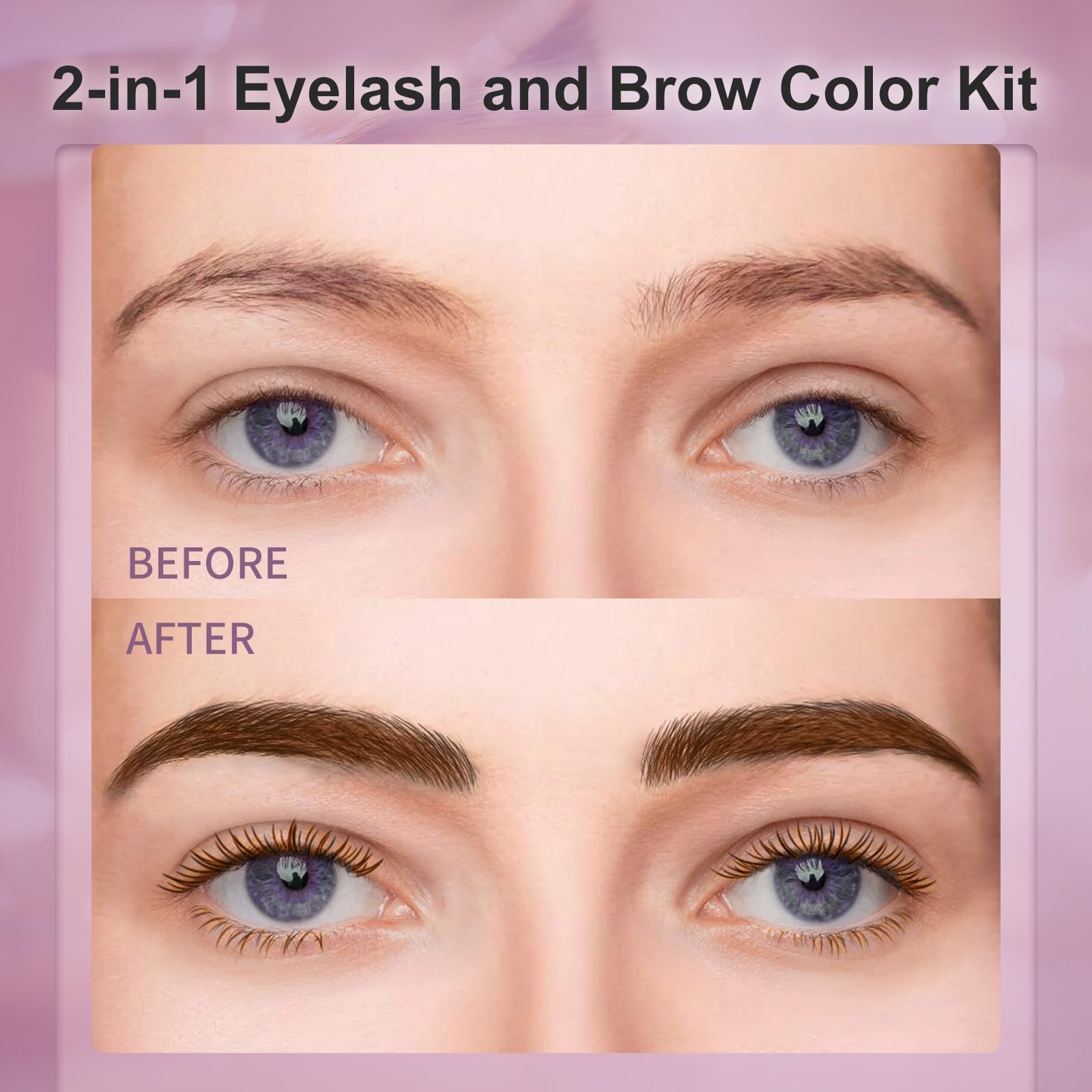 LLNNOVUE before-after shows natural brown tint enhancing eyes