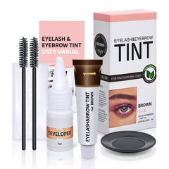 LLNNOVUE eyelash and brow color kit in brown packaging for easy at-home tinting