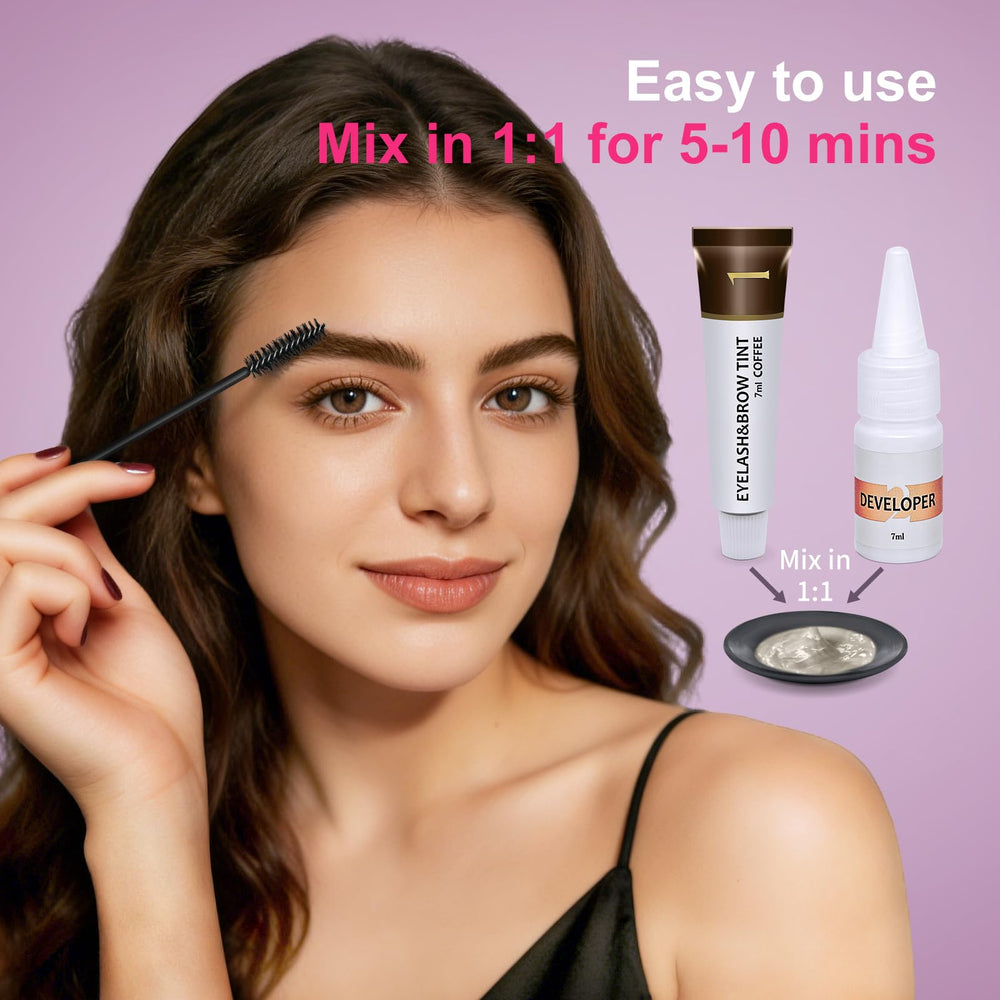 LLNNOVUE Coffee lashes after tint for glossy, lasting definition