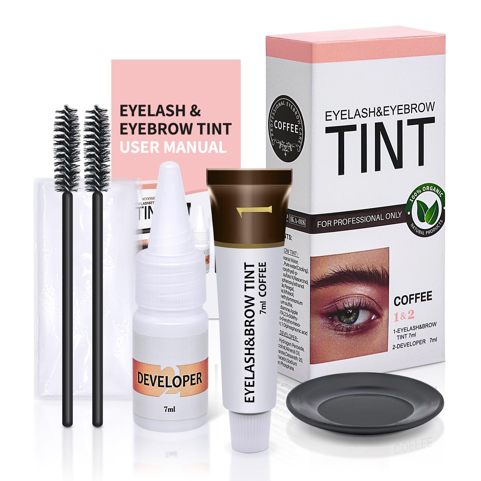 LLNNOVUE Coffee lash & brow color kit packaging, ideal for at home use