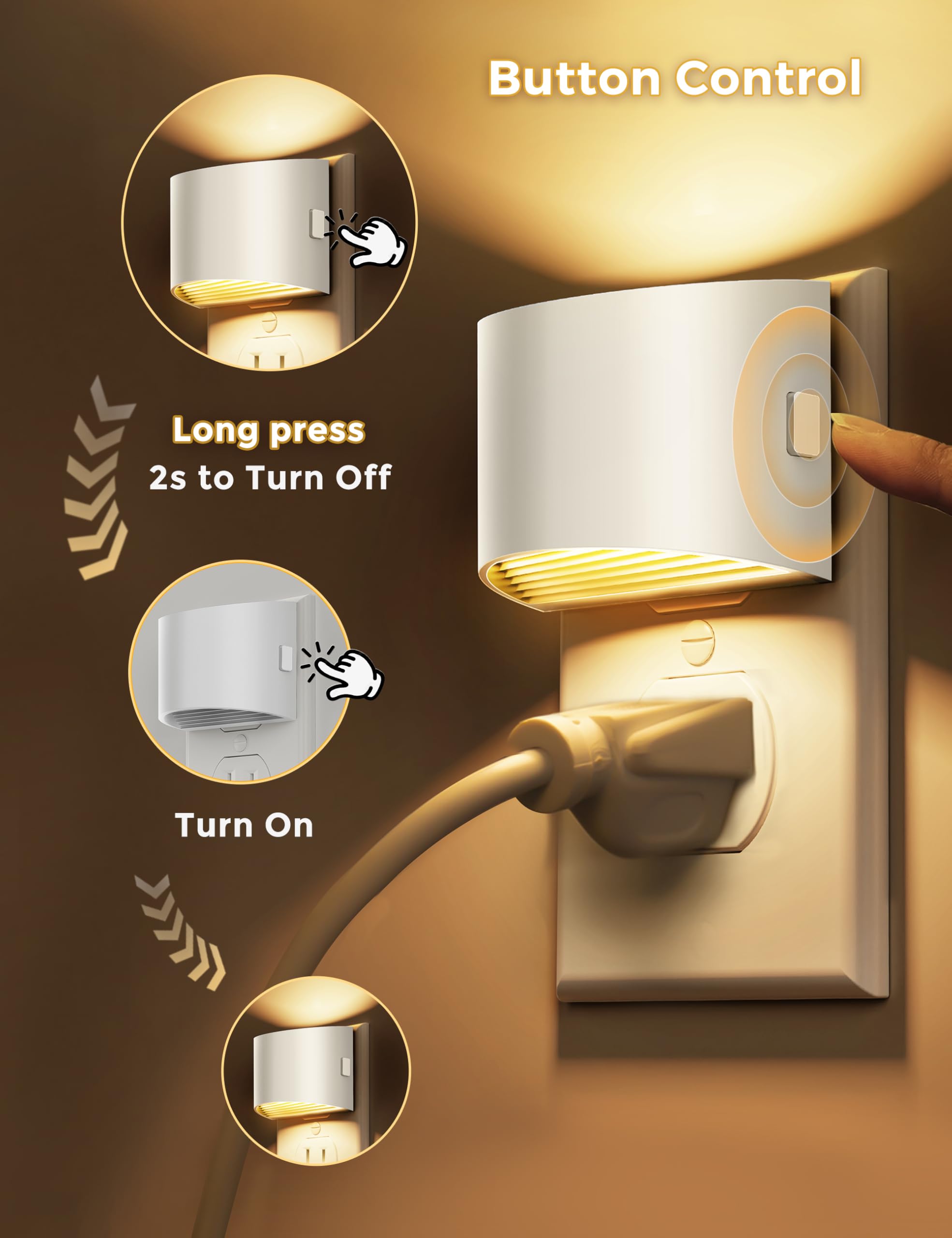 L LOHAS LED compact white housing preserves outlet space while providing ambient light.