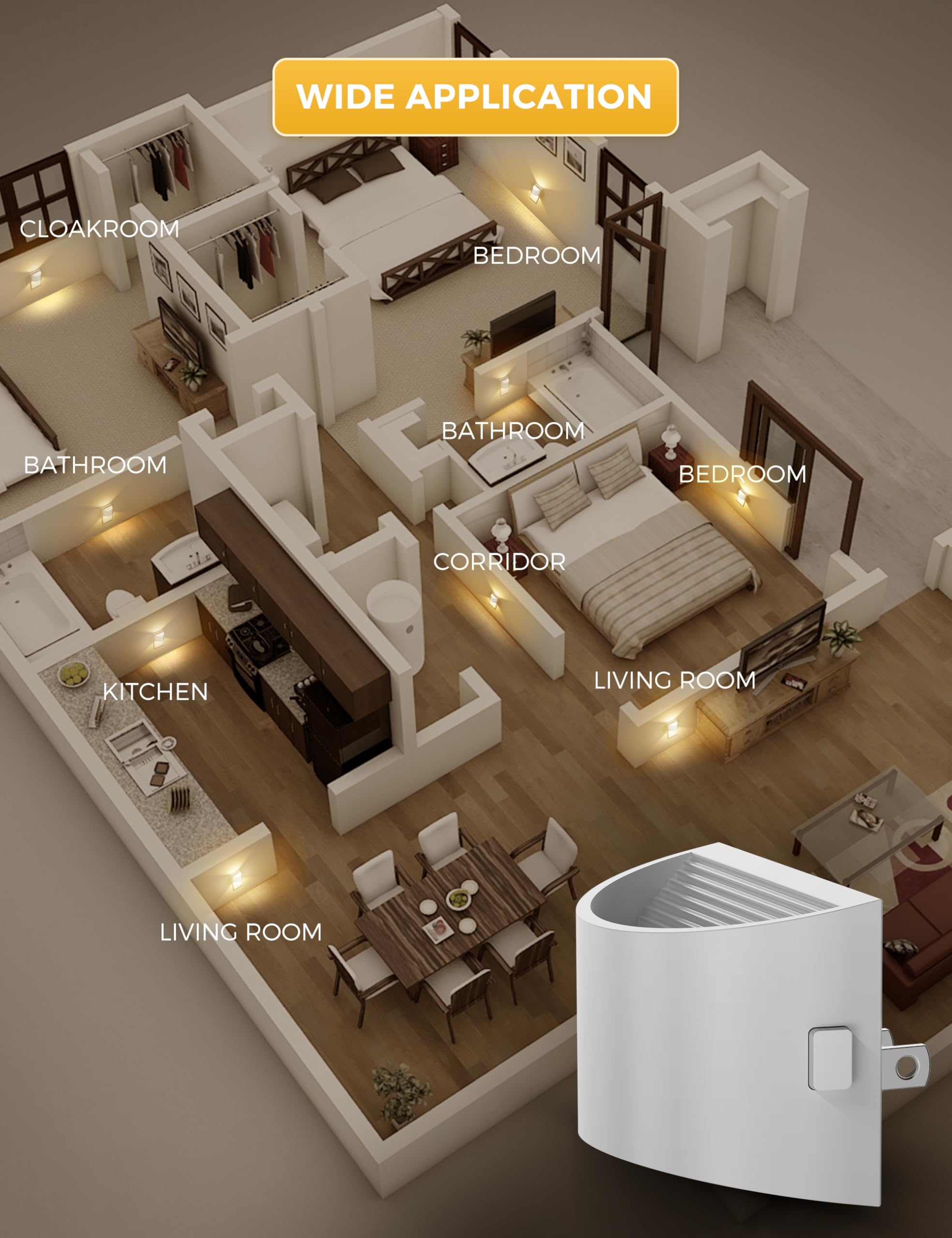 L LOHAS LED energy-efficient night light uses only 1W for long-term use.