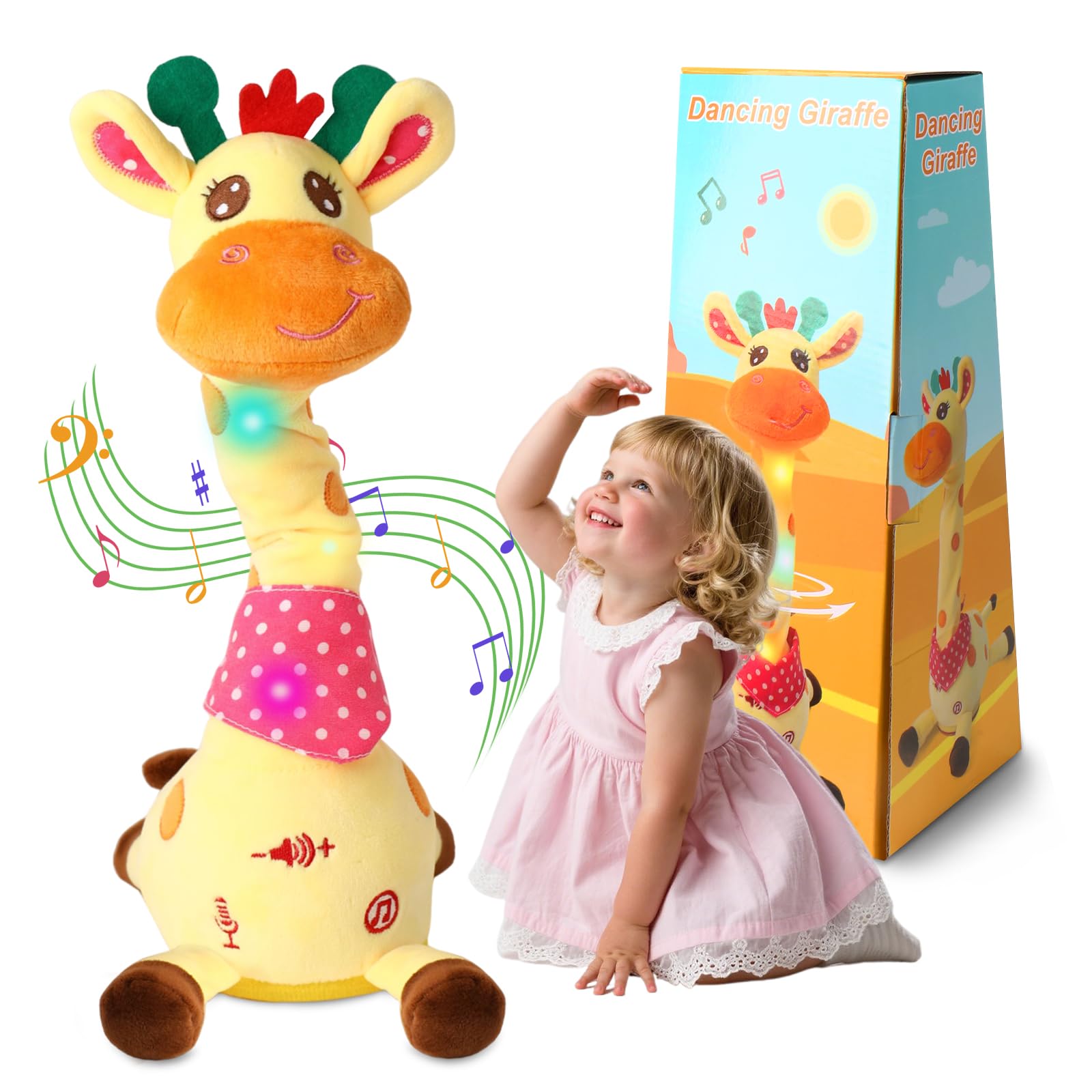 LLUKEME Dancing Giraffe Toy plush sitting and ready for playtime