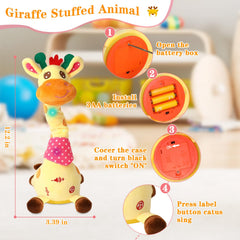 LLUKEME Giraffe Toy with record-and-play feature for personalized messages.