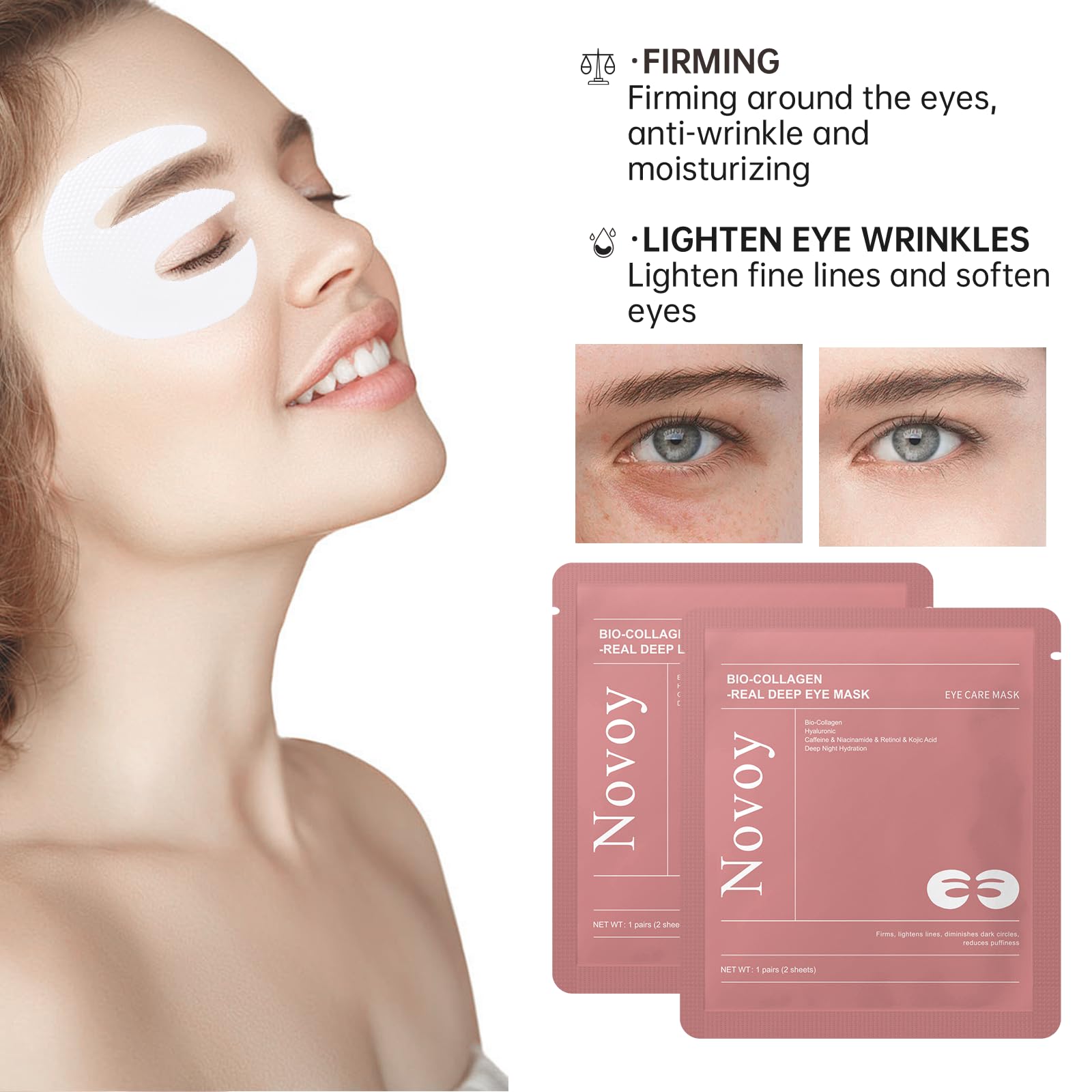 LLVYUO Novoy eye patches on hand show gel-like texture and coverage.