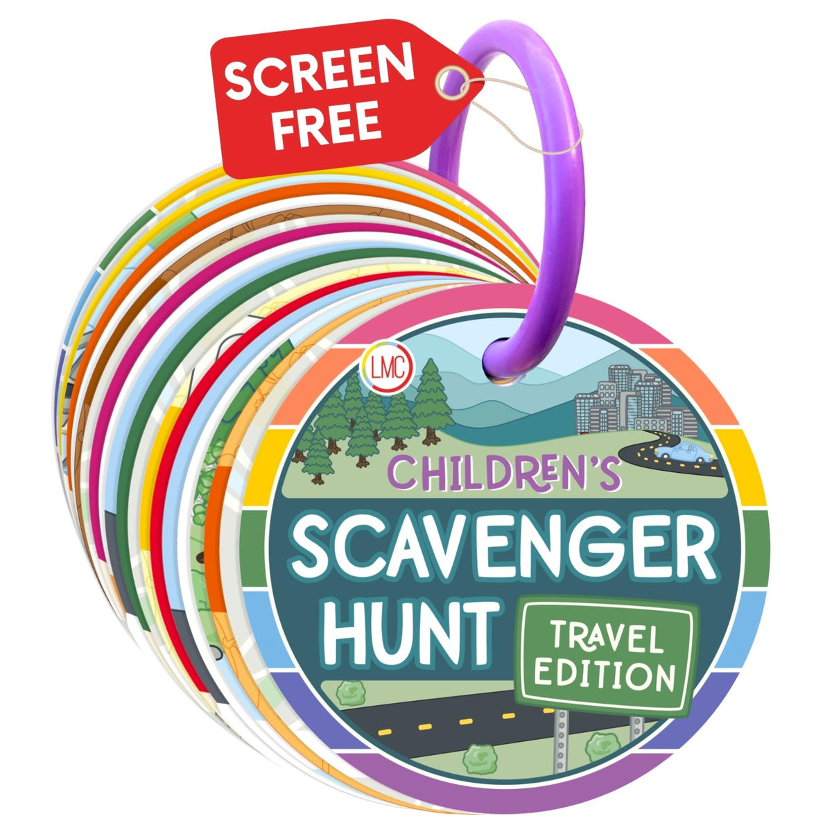 LMC Products Children's Scavenger Hunt card pack on a table, sparks toddler curiosity