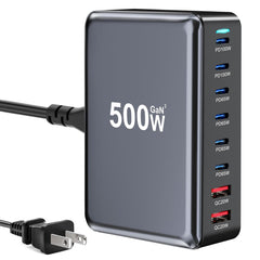 LMSEP 500W USB-C charger station front view powering multiple devices efficiently