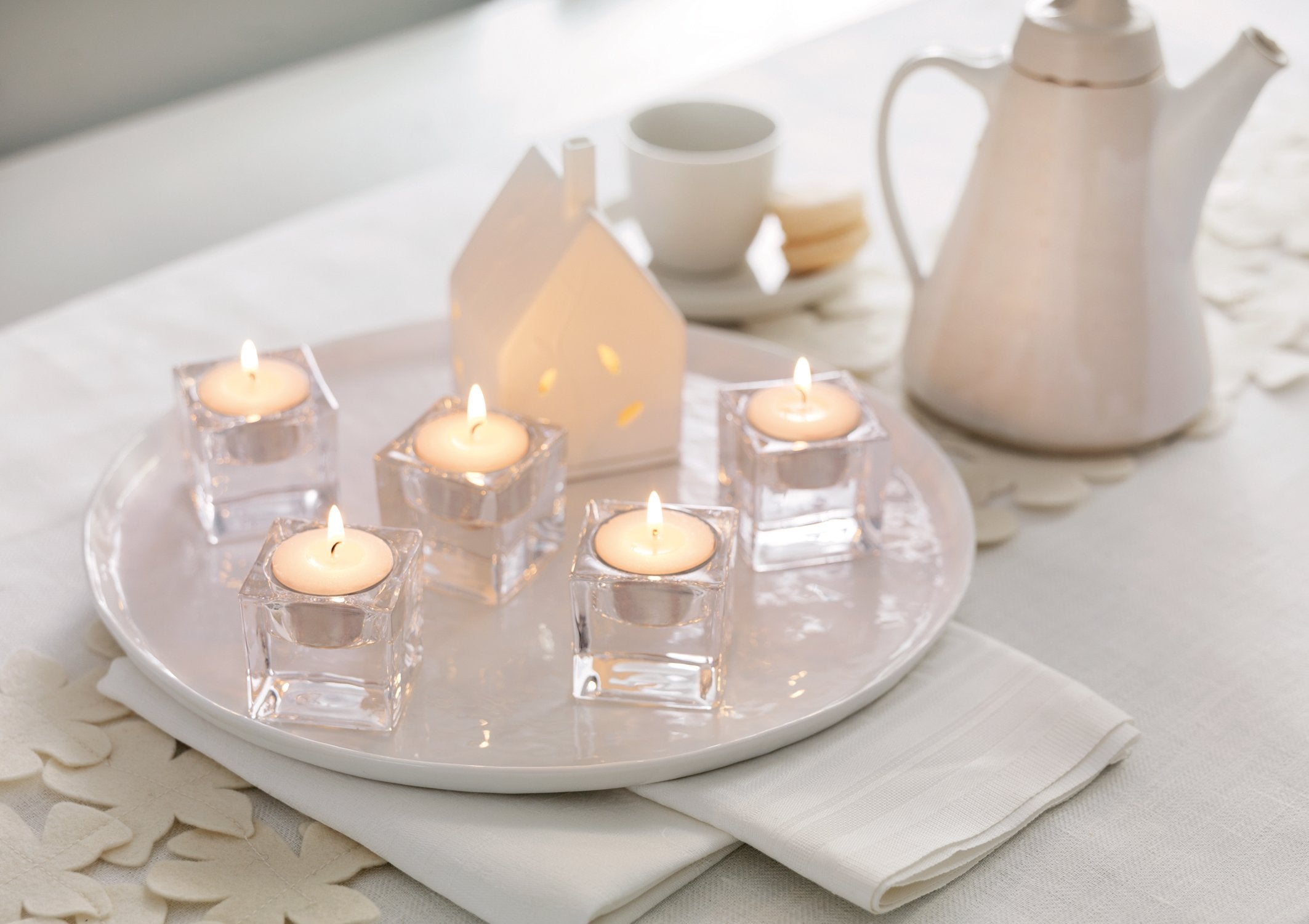 L'ner Tea Lights suit restaurant decor with subtle mood lighting.