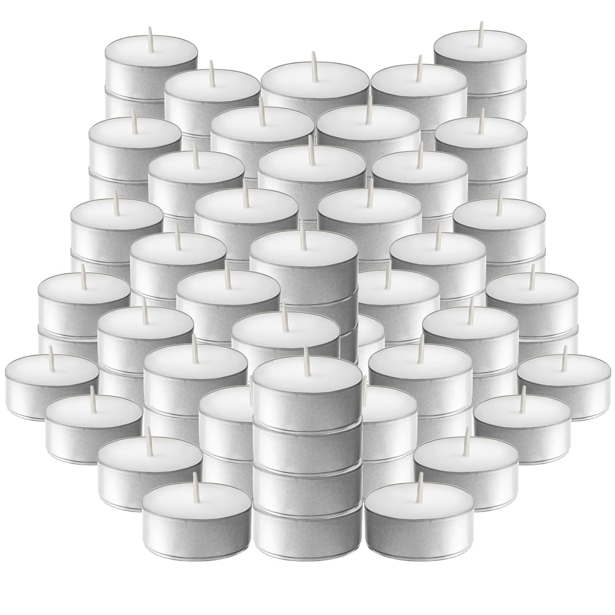 L'ner Tea Lights set of 100 unscented for elegant table decor ambiance.