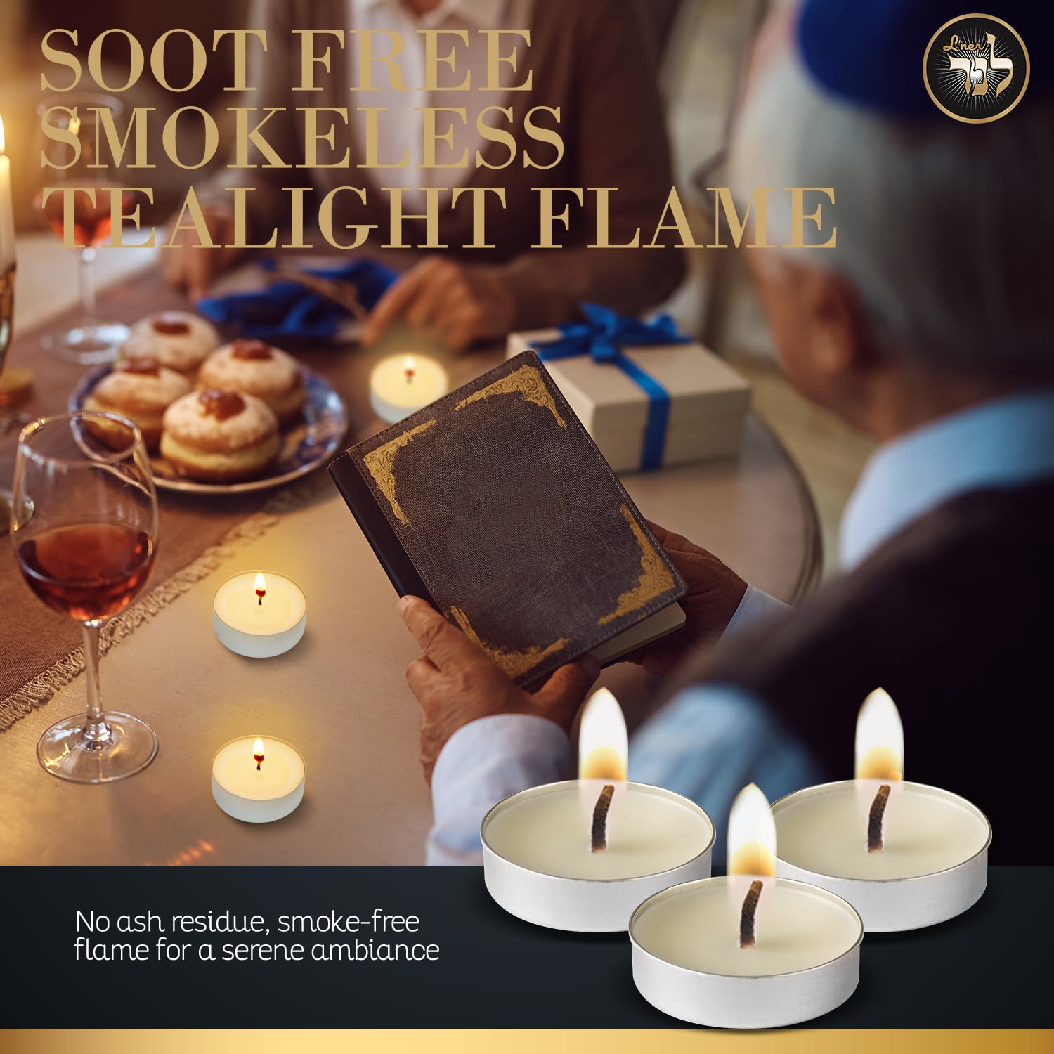 L'ner lead-free cotton wick tea light in use